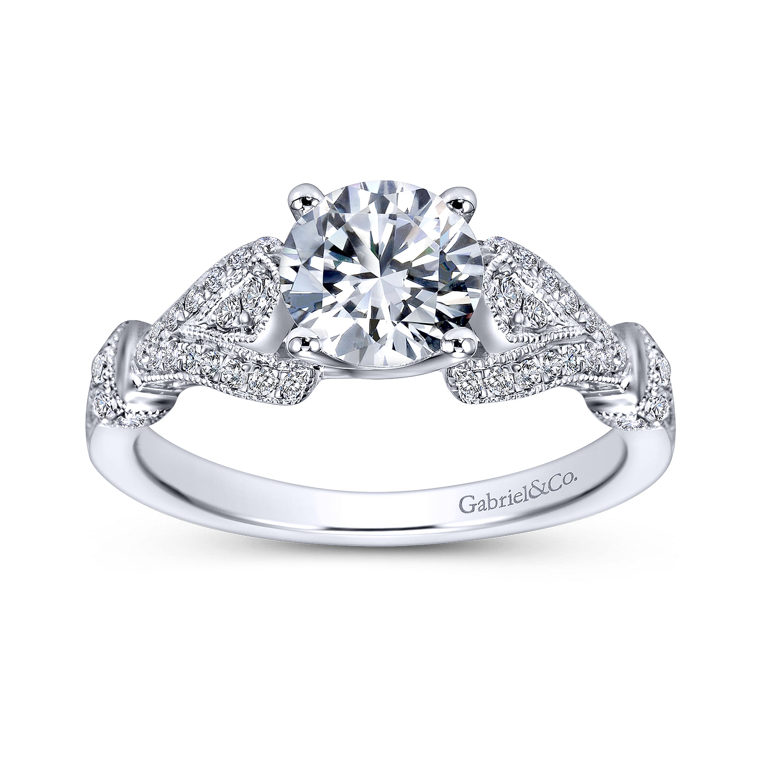 Lucille 14k White Gold Round Straight Engagement Ring angle 5 Lucille 14k White Gold Round Straight Engagement Ring angle 5