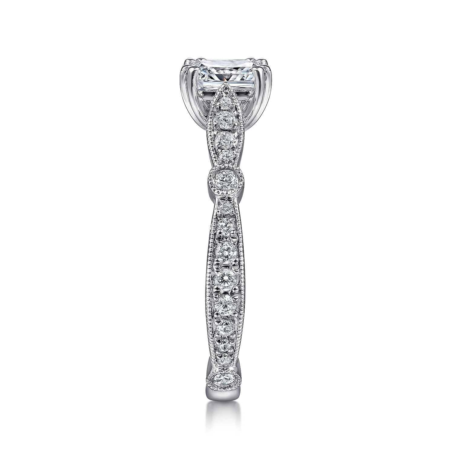 Mabel 14k White Gold Cushion Cut Straight Engagement Ring angle 5 Mabel 14k White Gold Cushion Cut Straight Engagement Ring angle 5