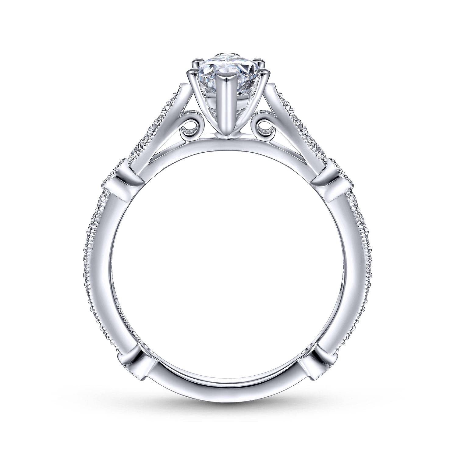 Mabel 14k White Gold Marquise Straight Engagement Ring angle 2 Mabel 14k White Gold Marquise Straight Engagement Ring angle 2