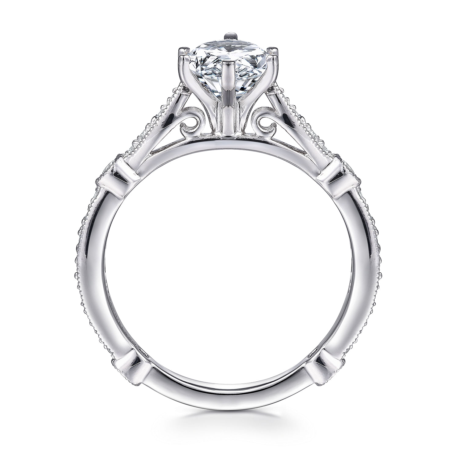 Mabel 14k White Gold Pear Shape Straight Engagement Ring angle 2 Mabel 14k White Gold Pear Shape Straight Engagement Ring angle 2