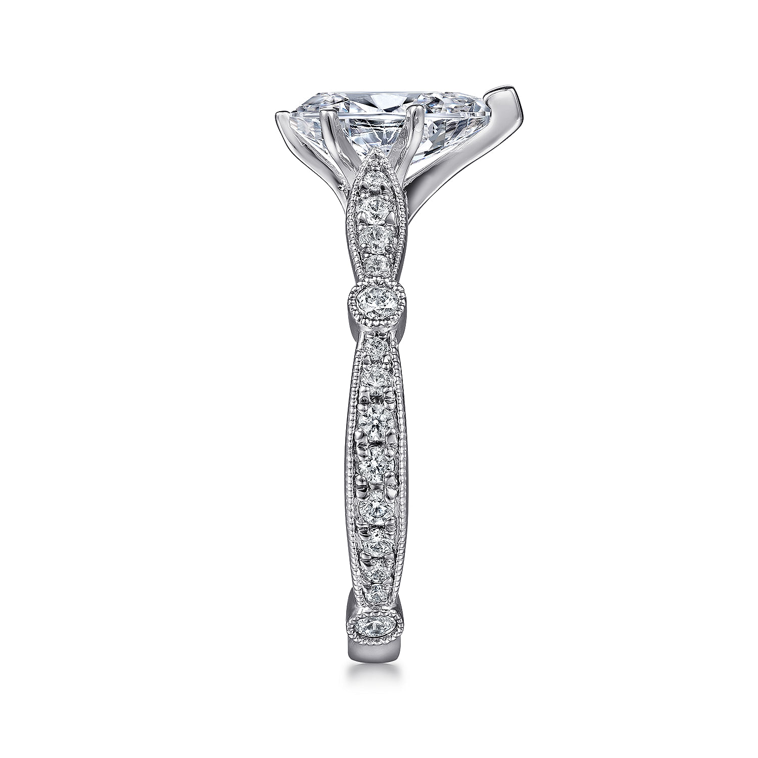 Mabel 14k White Gold Pear Shape Straight Engagement Ring angle 5 Mabel 14k White Gold Pear Shape Straight Engagement Ring angle 5