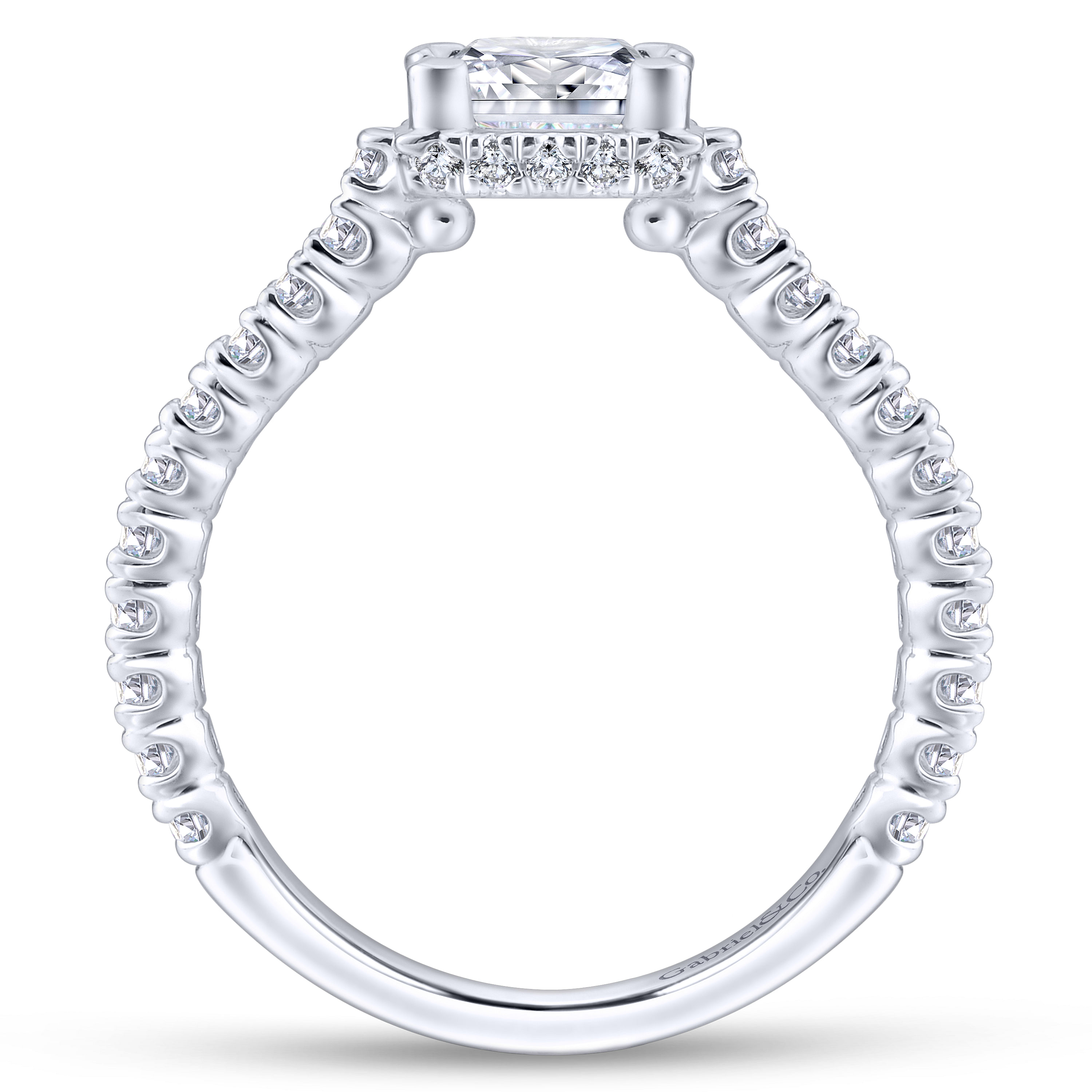 Matilda 14k White Gold Princess Cut Straight Engagement Ring angle 2 Matilda 14k White Gold Princess Cut Straight Engagement Ring angle 2