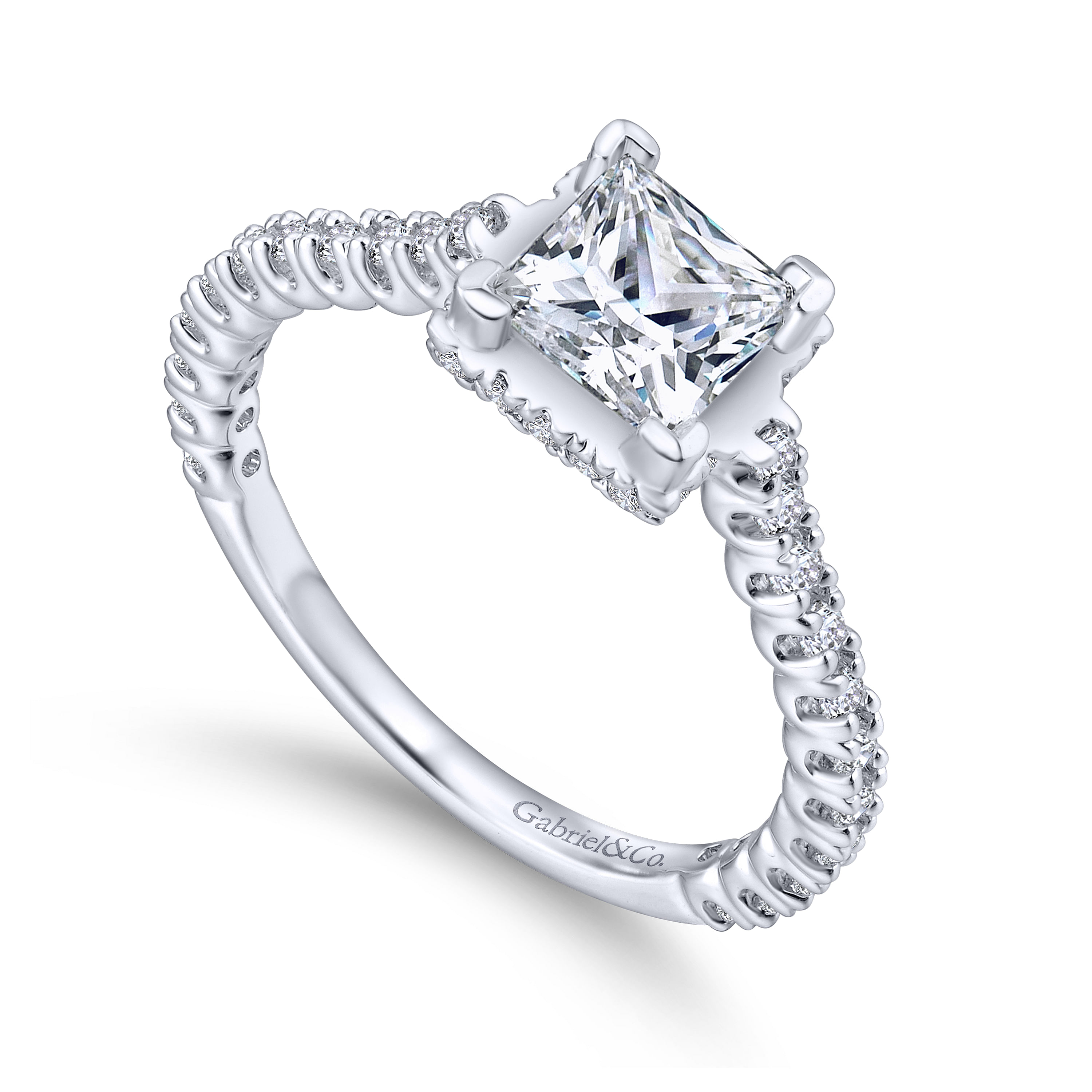 Matilda 14k White Gold Princess Cut Straight Engagement Ring angle 3 Matilda 14k White Gold Princess Cut Straight Engagement Ring angle 3