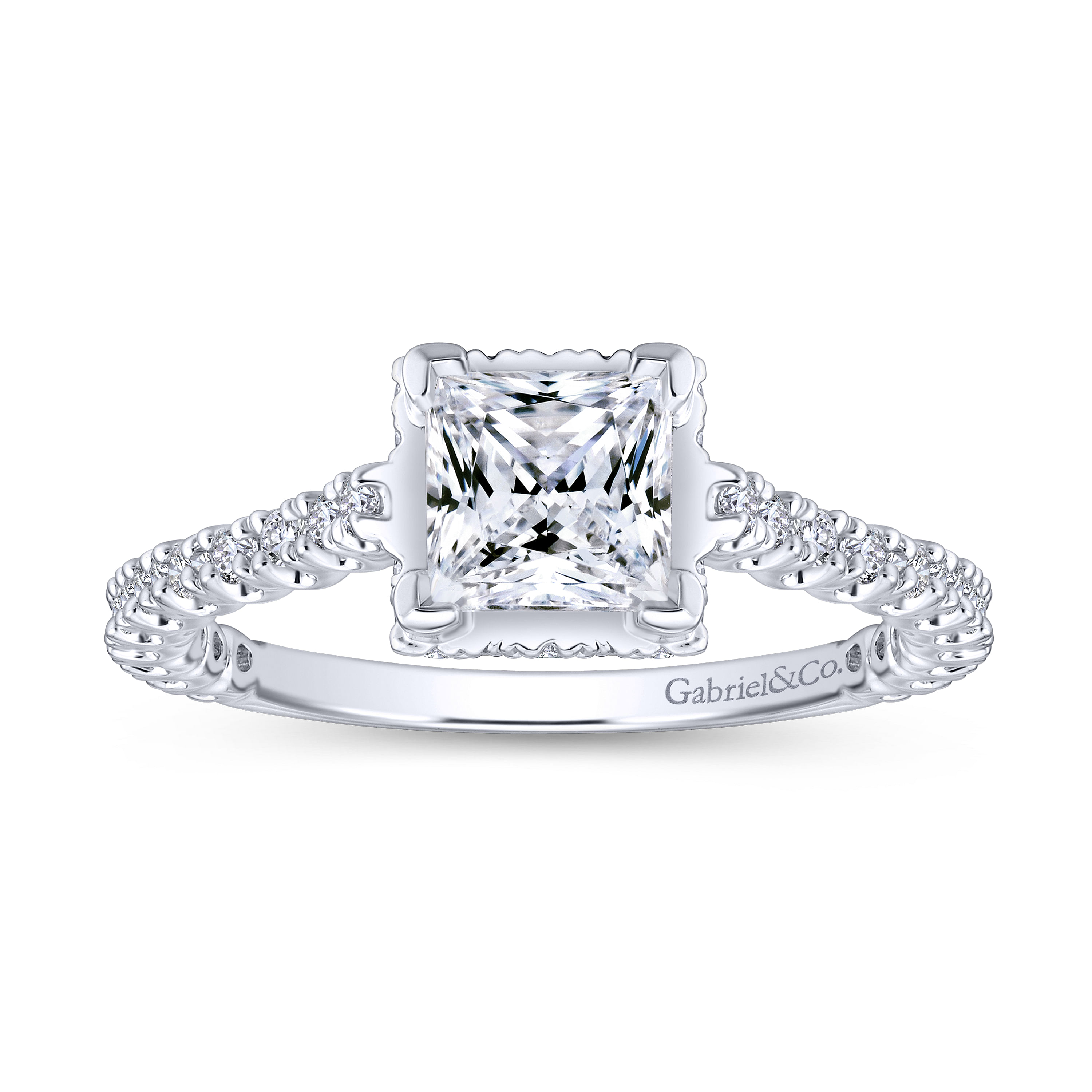 Matilda 14k White Gold Princess Cut Straight Engagement Ring angle 5 Matilda 14k White Gold Princess Cut Straight Engagement Ring angle 5