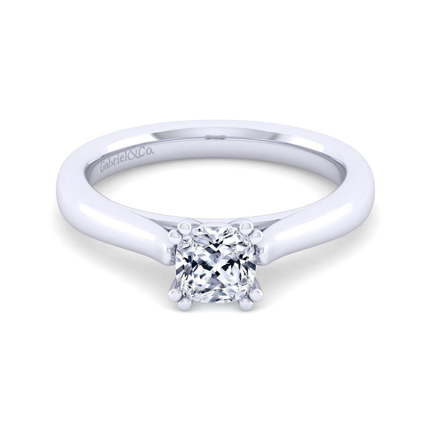 Michelle 14k White Gold Cushion Cut Solitaire Engagement Ring angle 1 Michelle 14k White Gold Cushion Cut Solitaire Engagement Ring angle 1
