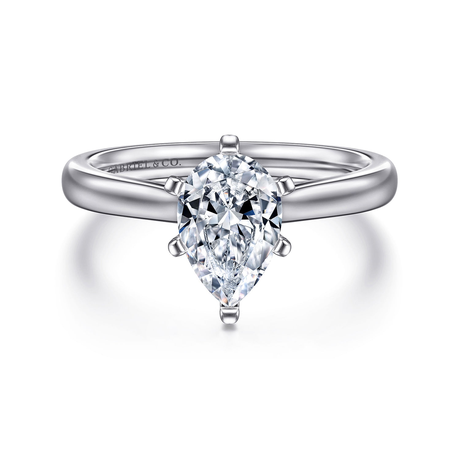 Michelle 14k White Gold Pear Shape Solitaire Engagement Ring angle 1 Michelle 14k White Gold Pear Shape Solitaire Engagement Ring angle 1