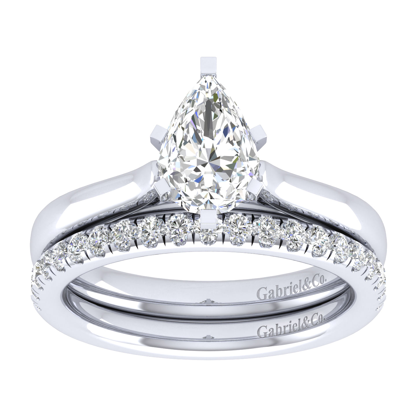Michelle 14k White Gold Pear Shape Solitaire Engagement Ring angle 4 Michelle 14k White Gold Pear Shape Solitaire Engagement Ring angle 4