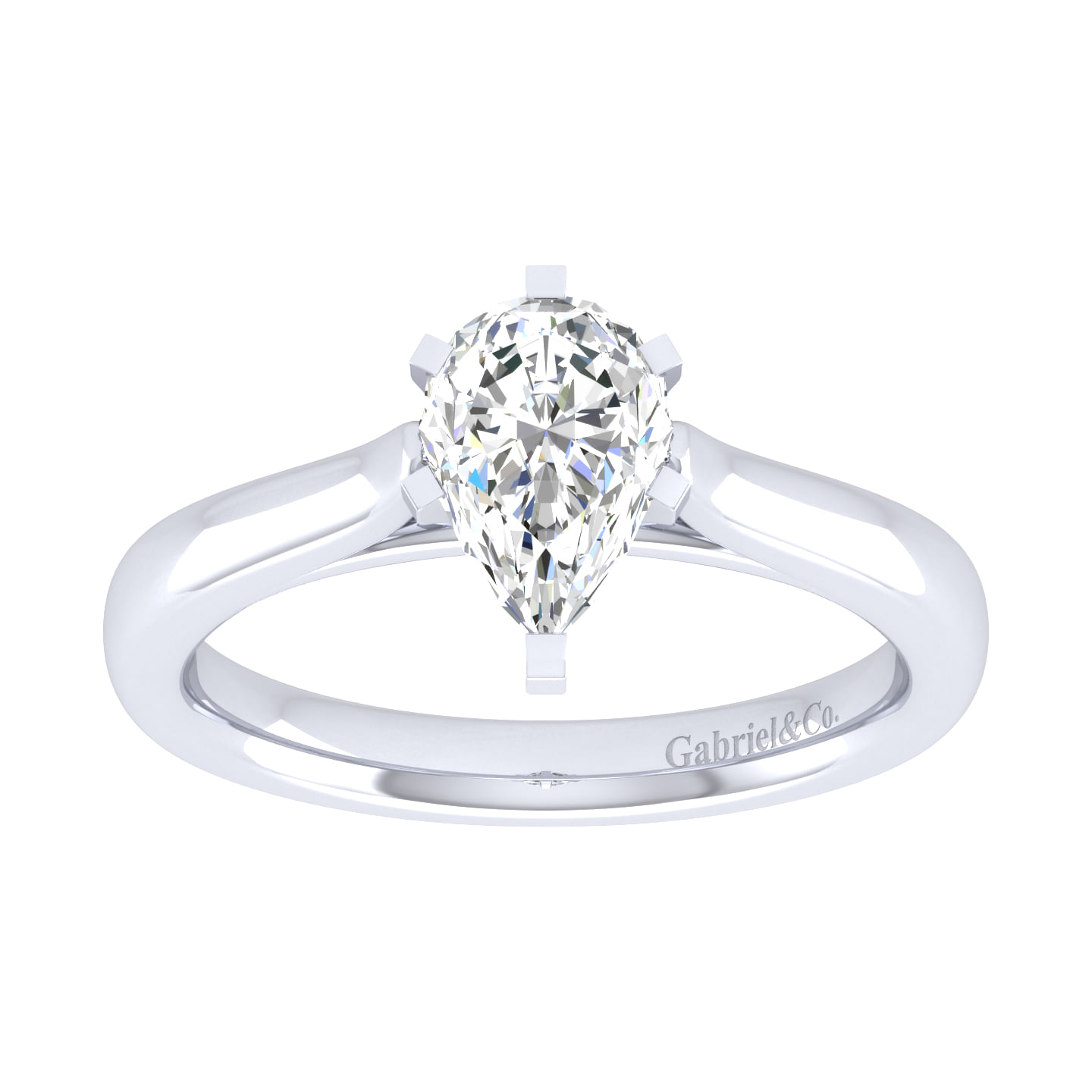 Michelle 14k White Gold Pear Shape Solitaire Engagement Ring angle 5 Michelle 14k White Gold Pear Shape Solitaire Engagement Ring angle 5