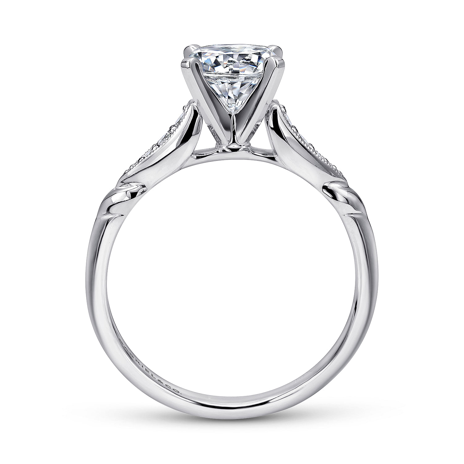 Nora 14k White Gold Round Straight Engagement Ring angle 2 Nora 14k White Gold Round Straight Engagement Ring angle 2
