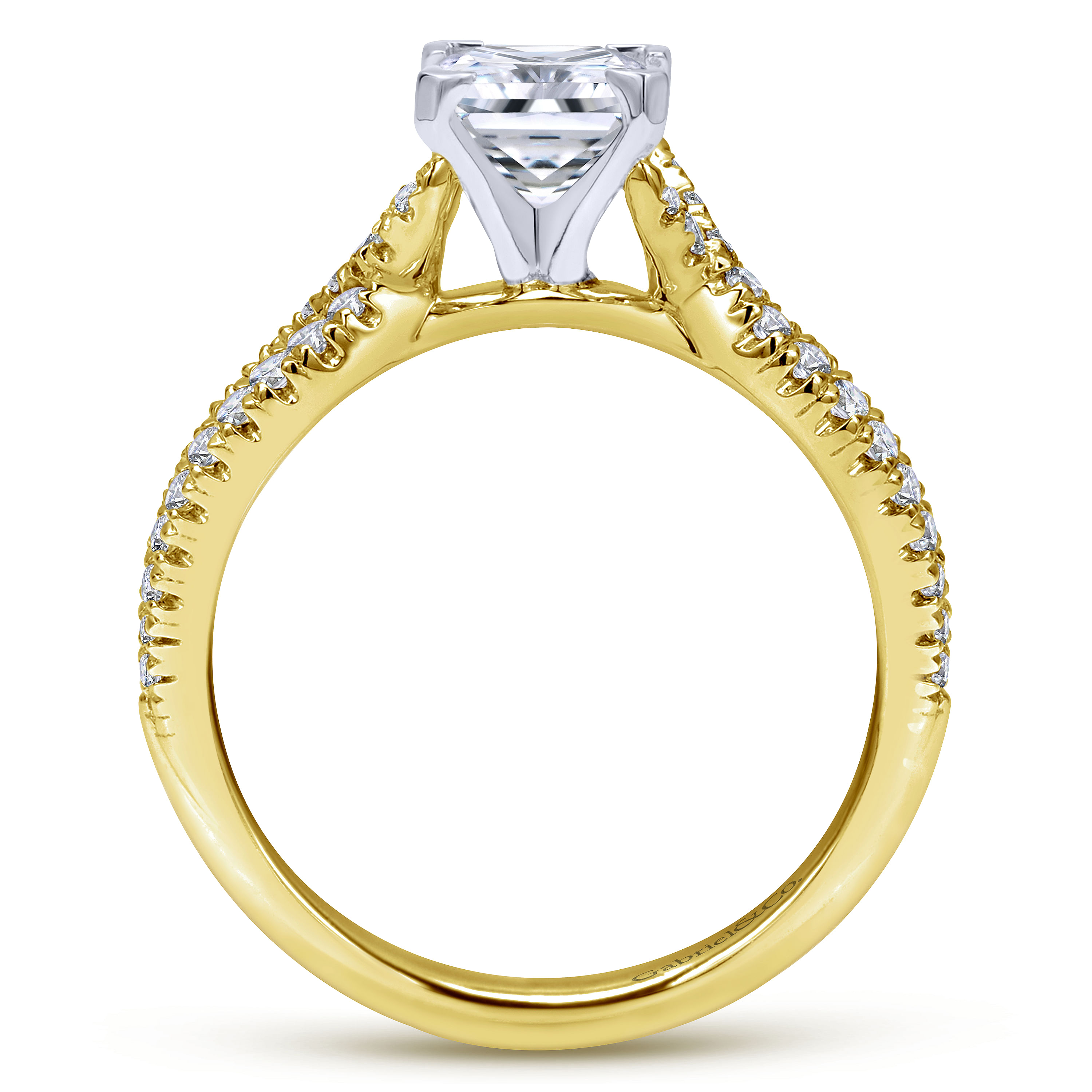 Peyton 14k Yellow And White Gold Princess Cut Twisted Engagement Ring angle 2 Peyton 14k Yellow And White Gold Princess Cut Twisted Engagement Ring angle 2