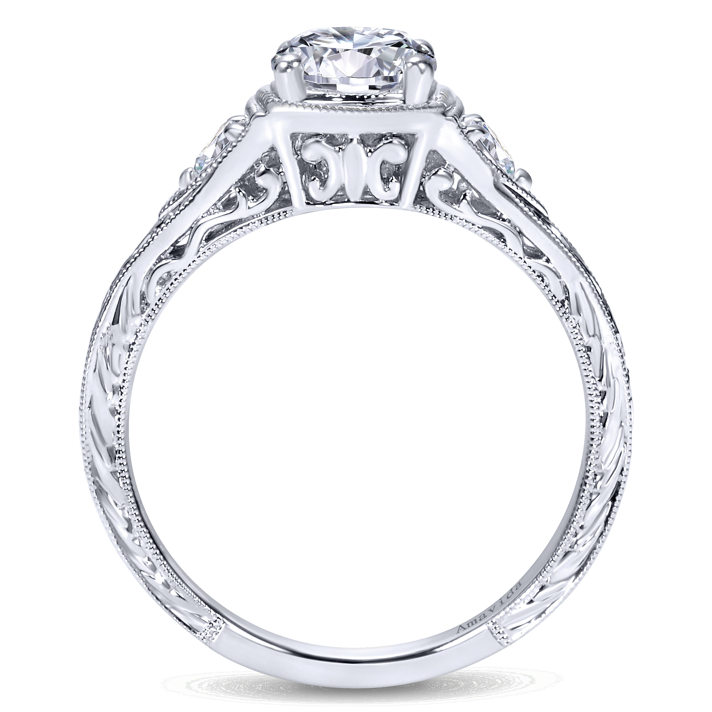 Platinum Diamond 3 Stones Engagement Ring angle 2 Platinum Diamond 3 Stones Engagement Ring angle 2