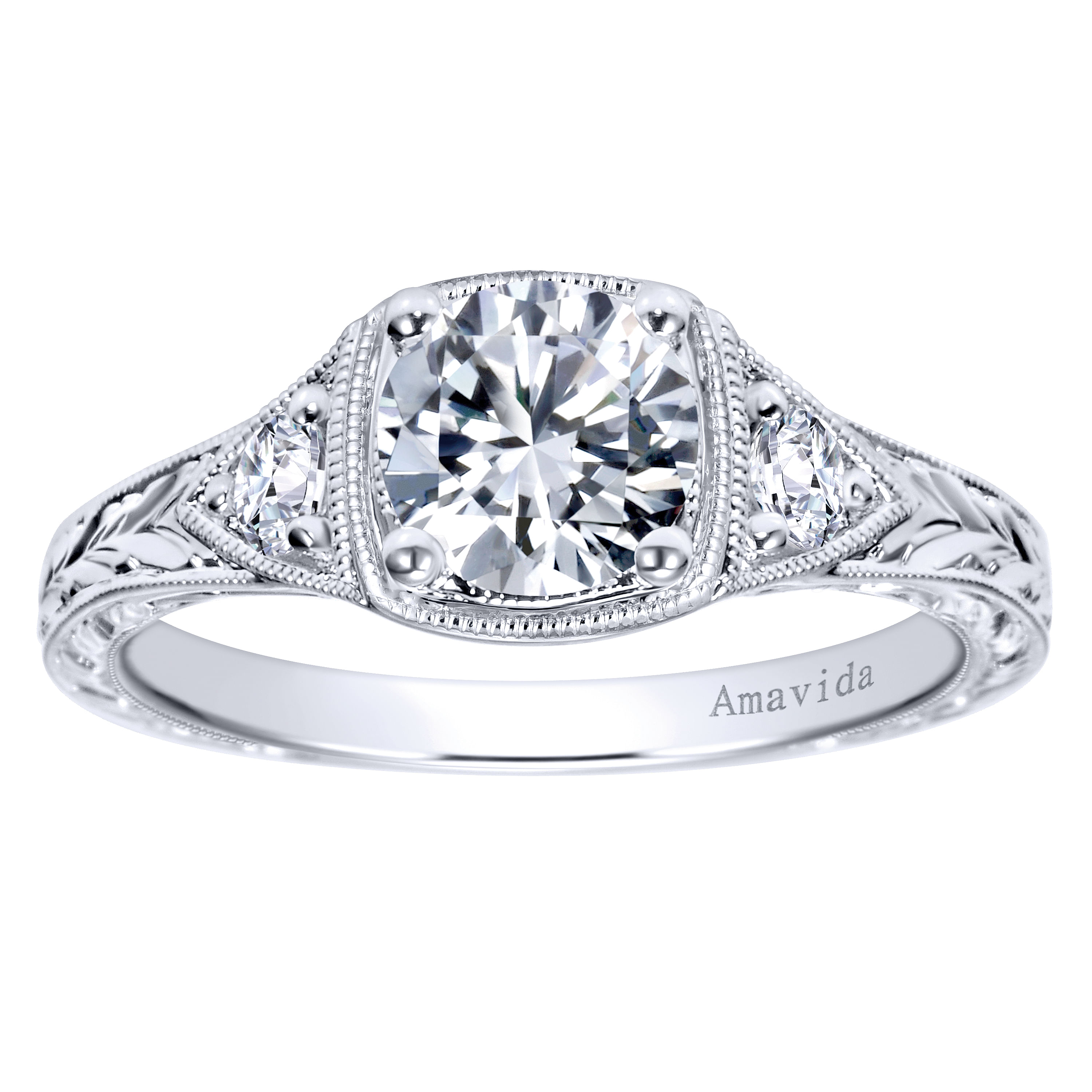 Platinum Diamond 3 Stones Engagement Ring angle 5 Platinum Diamond 3 Stones Engagement Ring angle 5