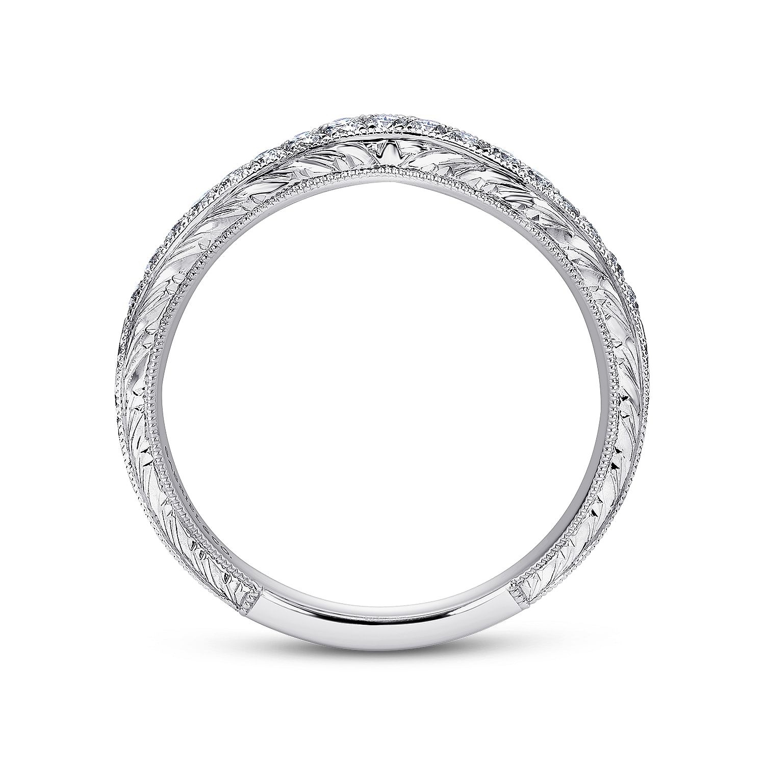 Platinum Diamond Curved Wedding Band angle 2 Platinum Diamond Curved Wedding Band angle 2