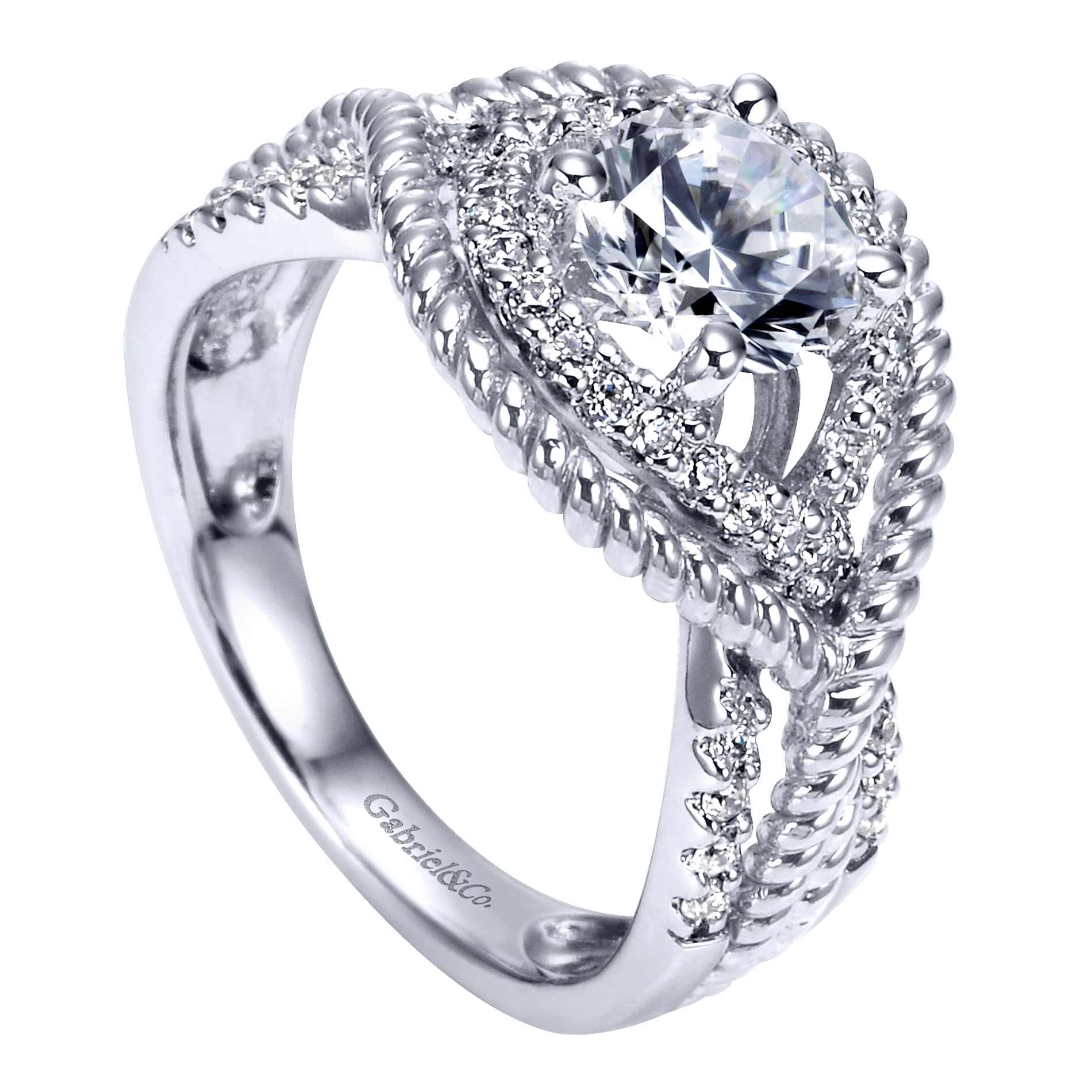 Platinum Diamond Free Form Engagement Ring angle 3 Platinum Diamond Free Form Engagement Ring angle 3