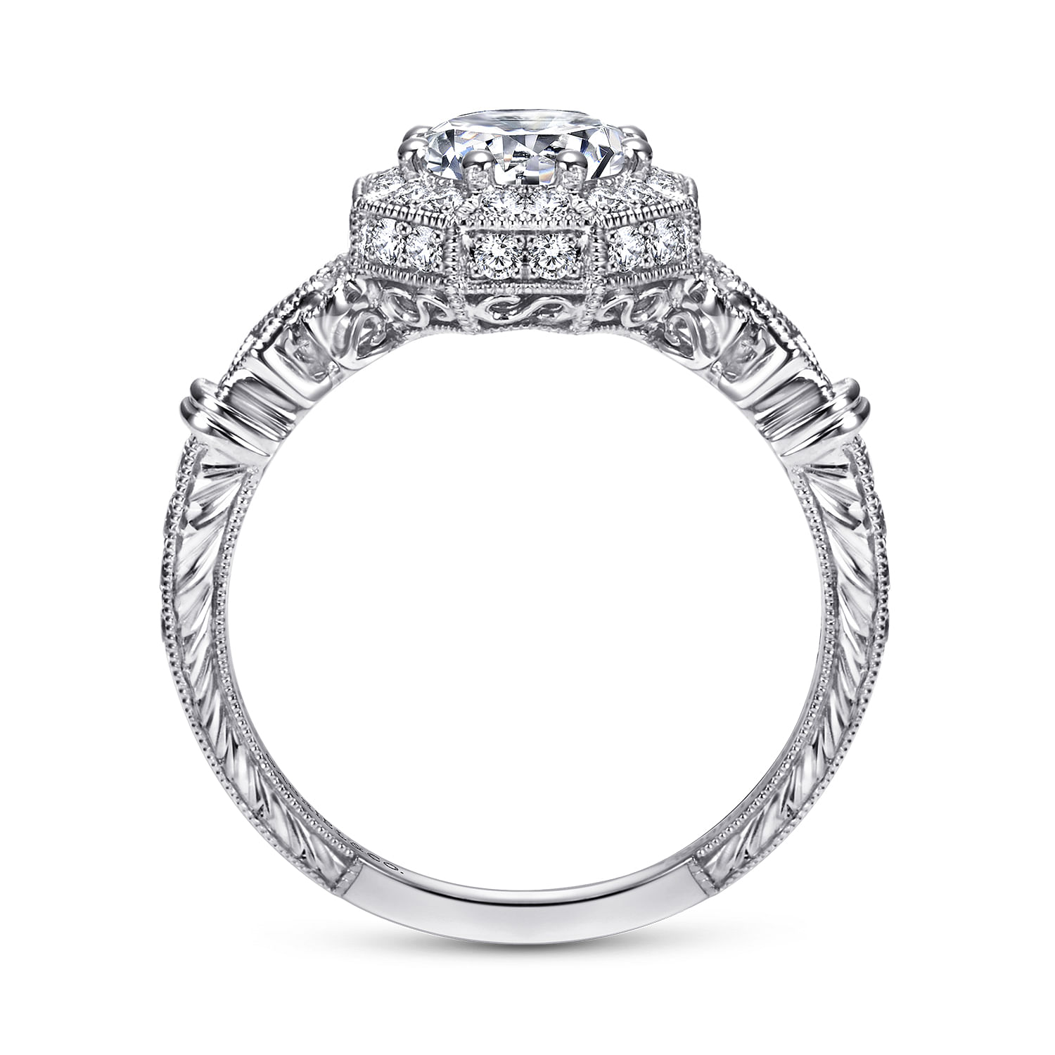 Platinum Round Halo Engagement Ring angle 2 Platinum Round Halo Engagement Ring angle 2