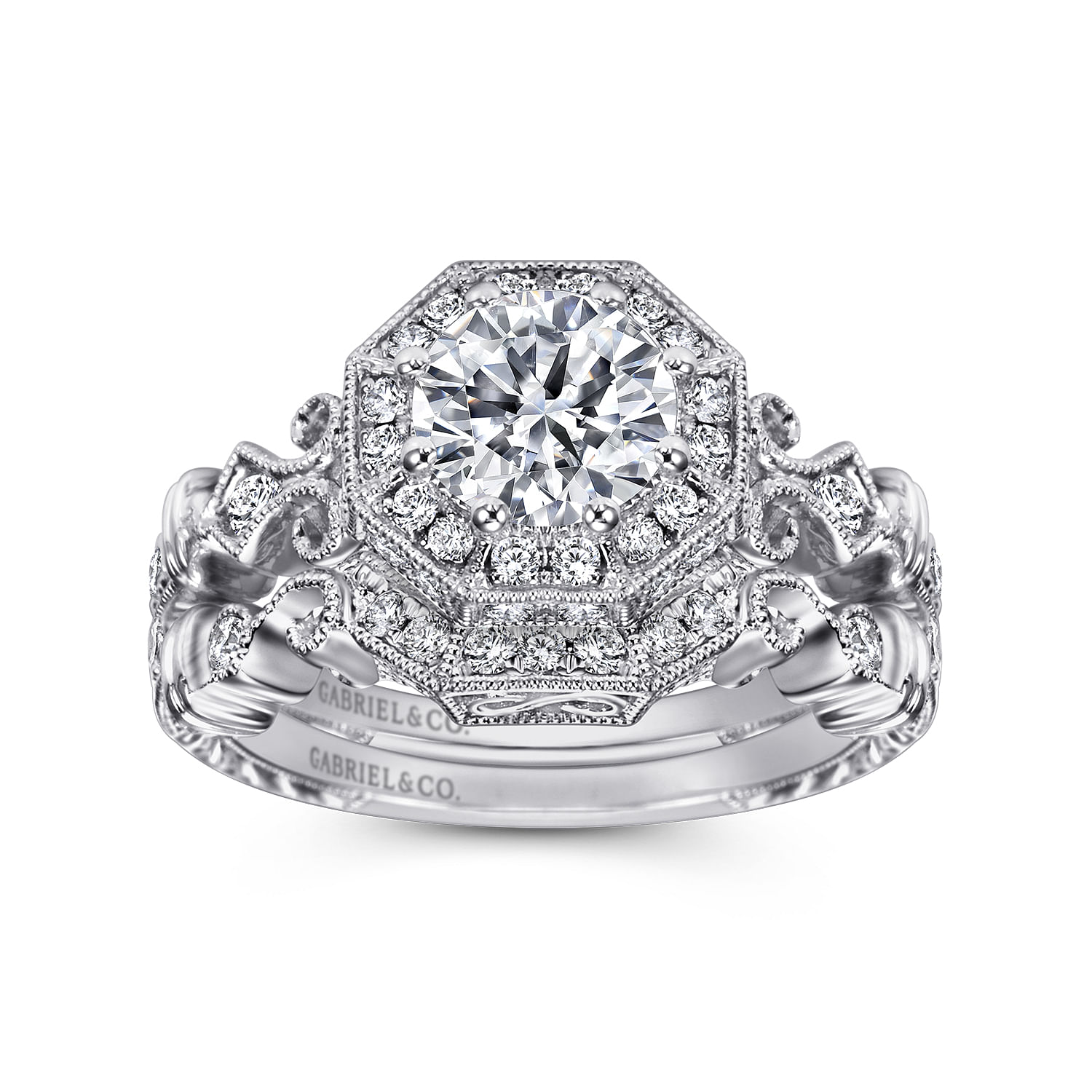 Platinum Round Halo Engagement Ring angle 4 Platinum Round Halo Engagement Ring angle 4