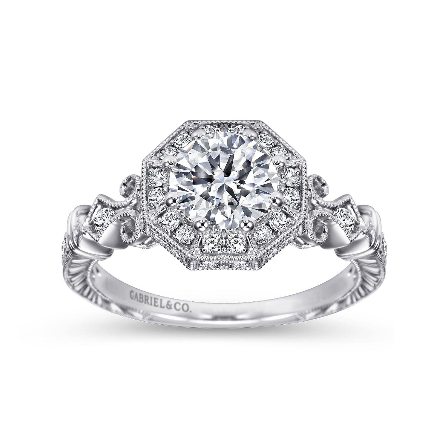 Platinum Round Halo Engagement Ring angle 5 Platinum Round Halo Engagement Ring angle 5