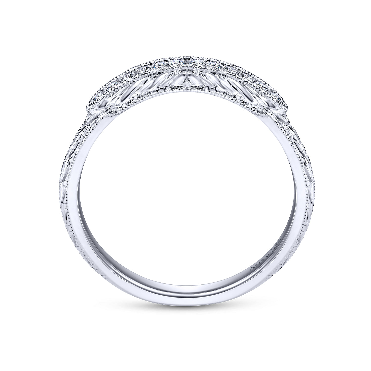 Platinum Victorian Curved Wedding Band angle 2 Platinum Victorian Curved Wedding Band angle 2