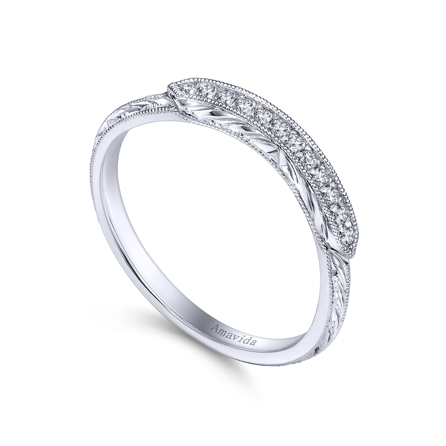Platinum Victorian Curved Wedding Band angle 3 Platinum Victorian Curved Wedding Band angle 3