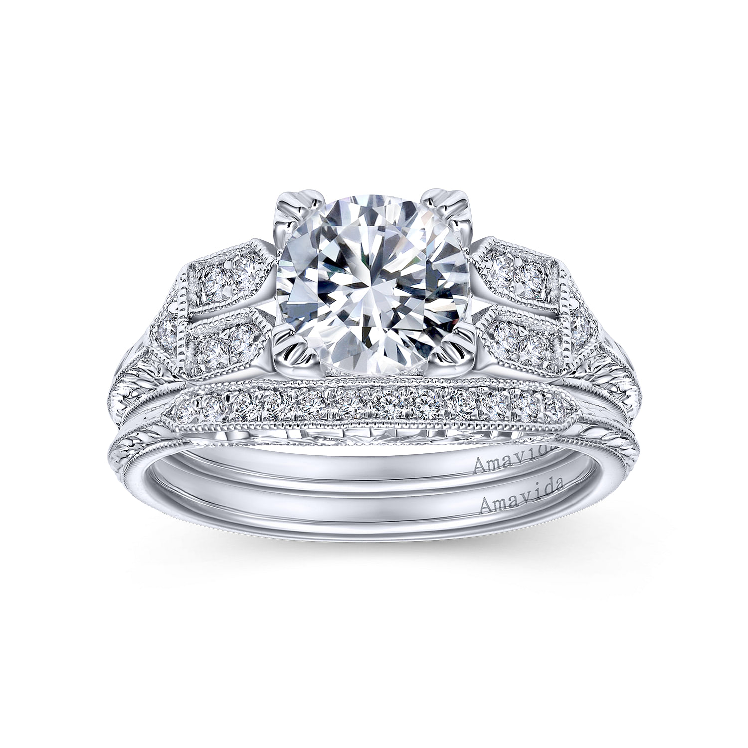 Platinum Victorian Curved Wedding Band angle 4 Platinum Victorian Curved Wedding Band angle 4