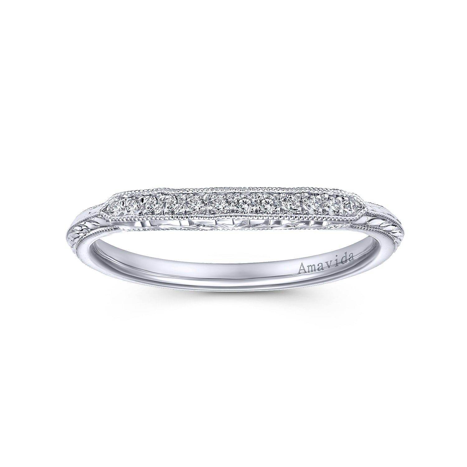 Platinum Victorian Curved Wedding Band angle 5 Platinum Victorian Curved Wedding Band angle 5