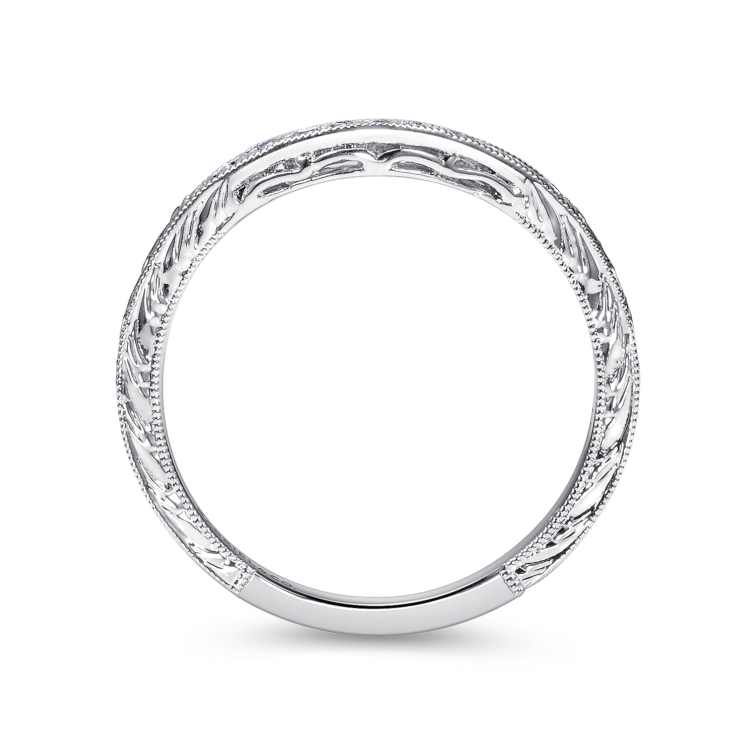 Platinum Victorian Curved Wedding Band angle 2 Platinum Victorian Curved Wedding Band angle 2