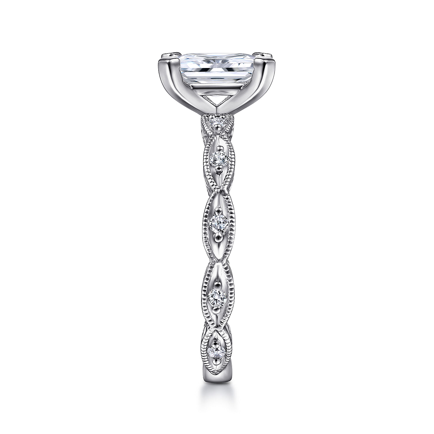 Sadie 14k White Gold Emerald Cut Straight Engagement Ring angle 5 Sadie 14k White Gold Emerald Cut Straight Engagement Ring angle 5