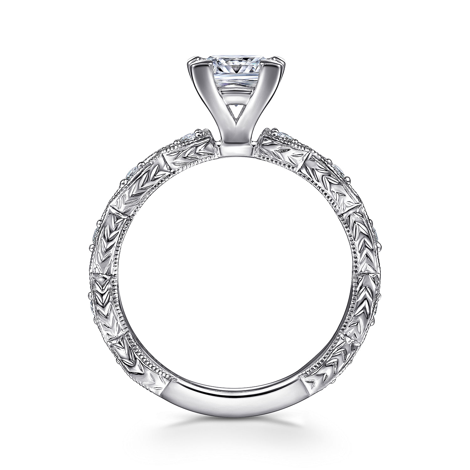 Sadie 14k White Gold Princess Cut Straight Engagement Ring angle 2 Sadie 14k White Gold Princess Cut Straight Engagement Ring angle 2