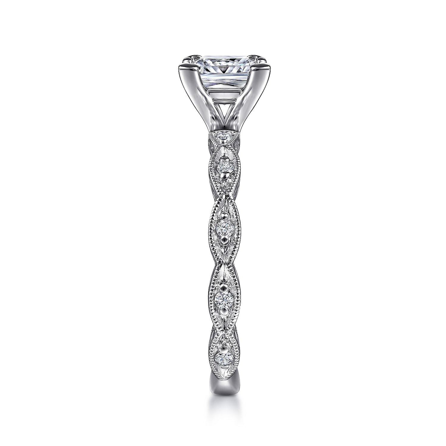 Sadie 14k White Gold Princess Cut Straight Engagement Ring angle 5 Sadie 14k White Gold Princess Cut Straight Engagement Ring angle 5