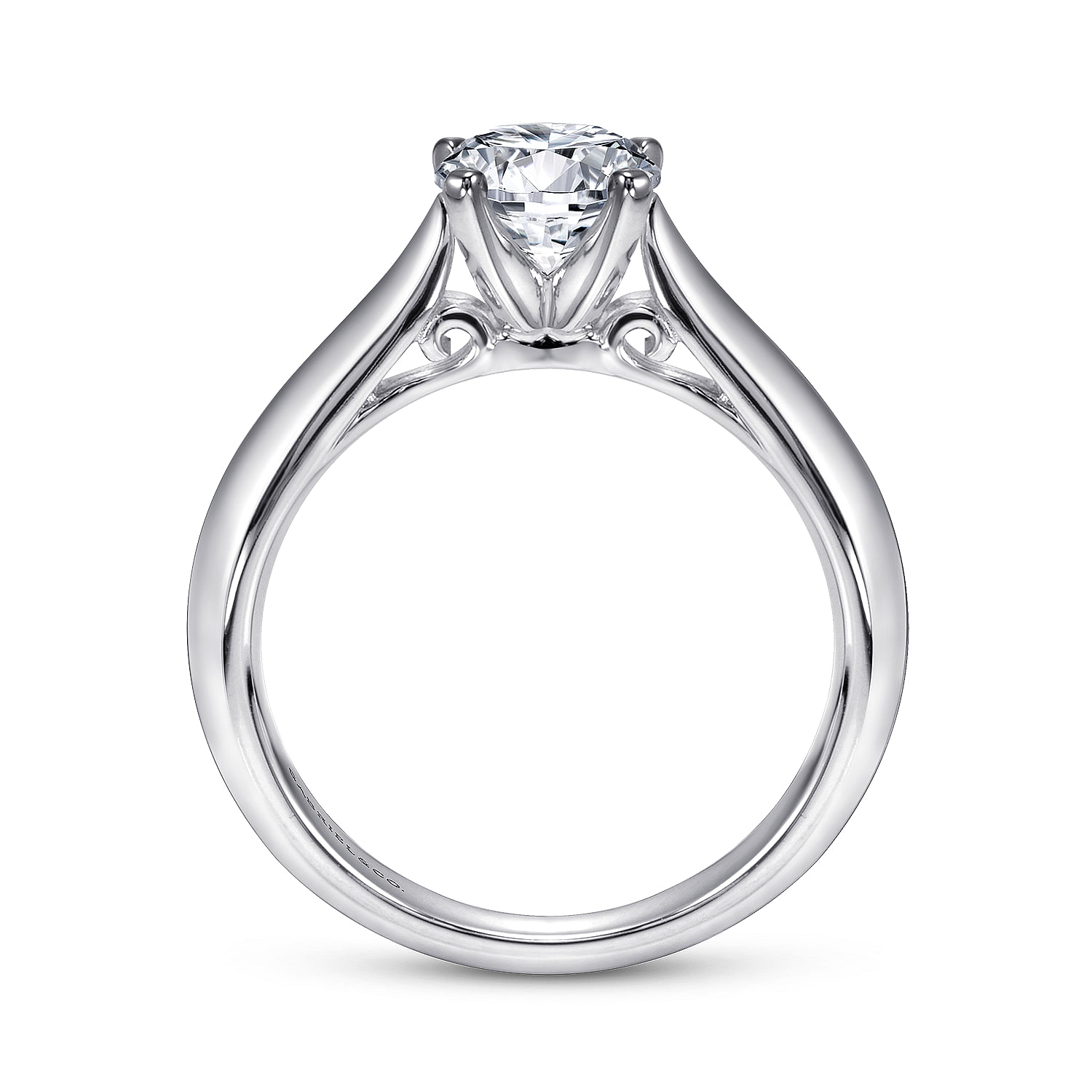 Sasha 14k White Gold Round Solitaire Engagement Ring angle 2 Sasha 14k White Gold Round Solitaire Engagement Ring angle 2