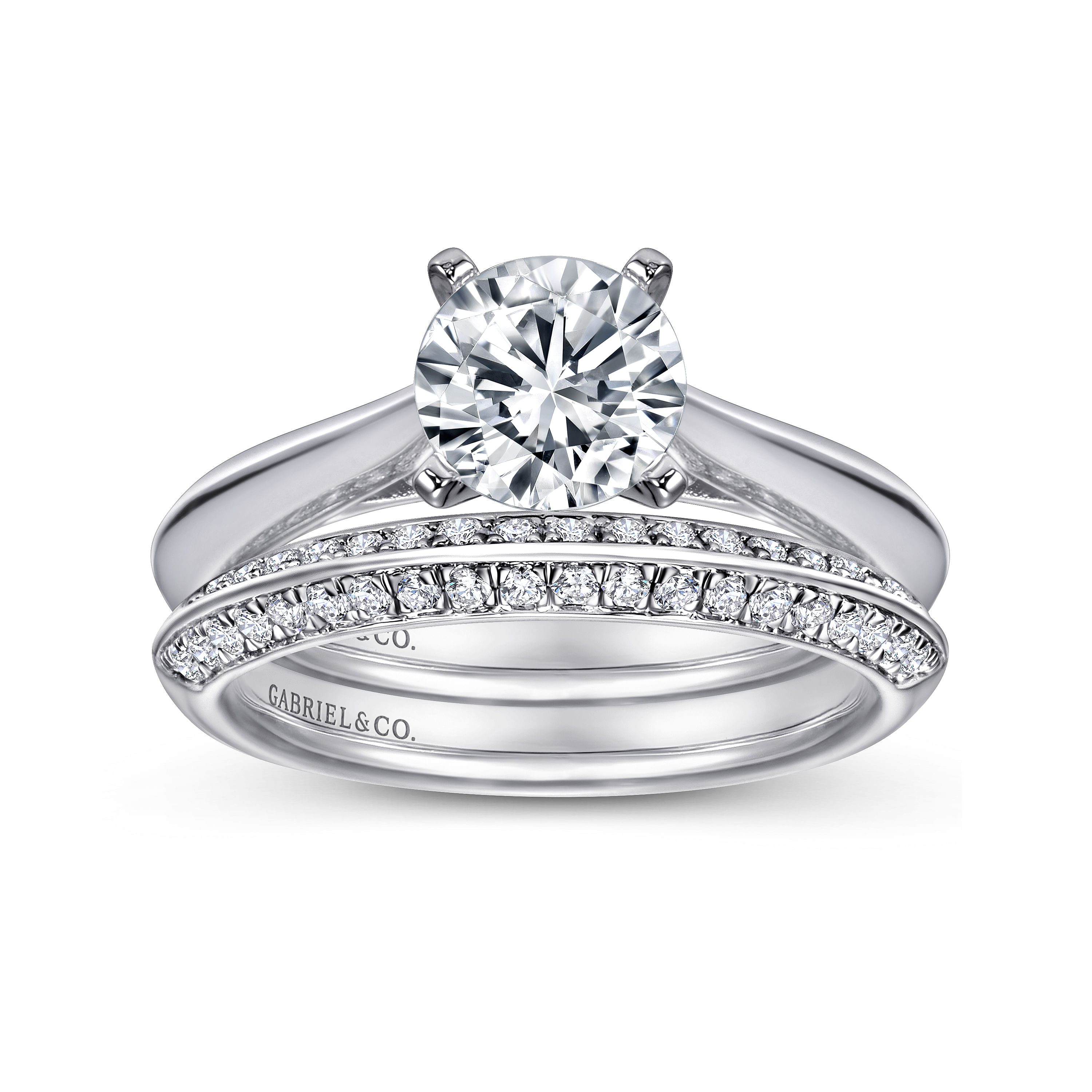 Sasha 14k White Gold Round Solitaire Engagement Ring angle 4 Sasha 14k White Gold Round Solitaire Engagement Ring angle 4