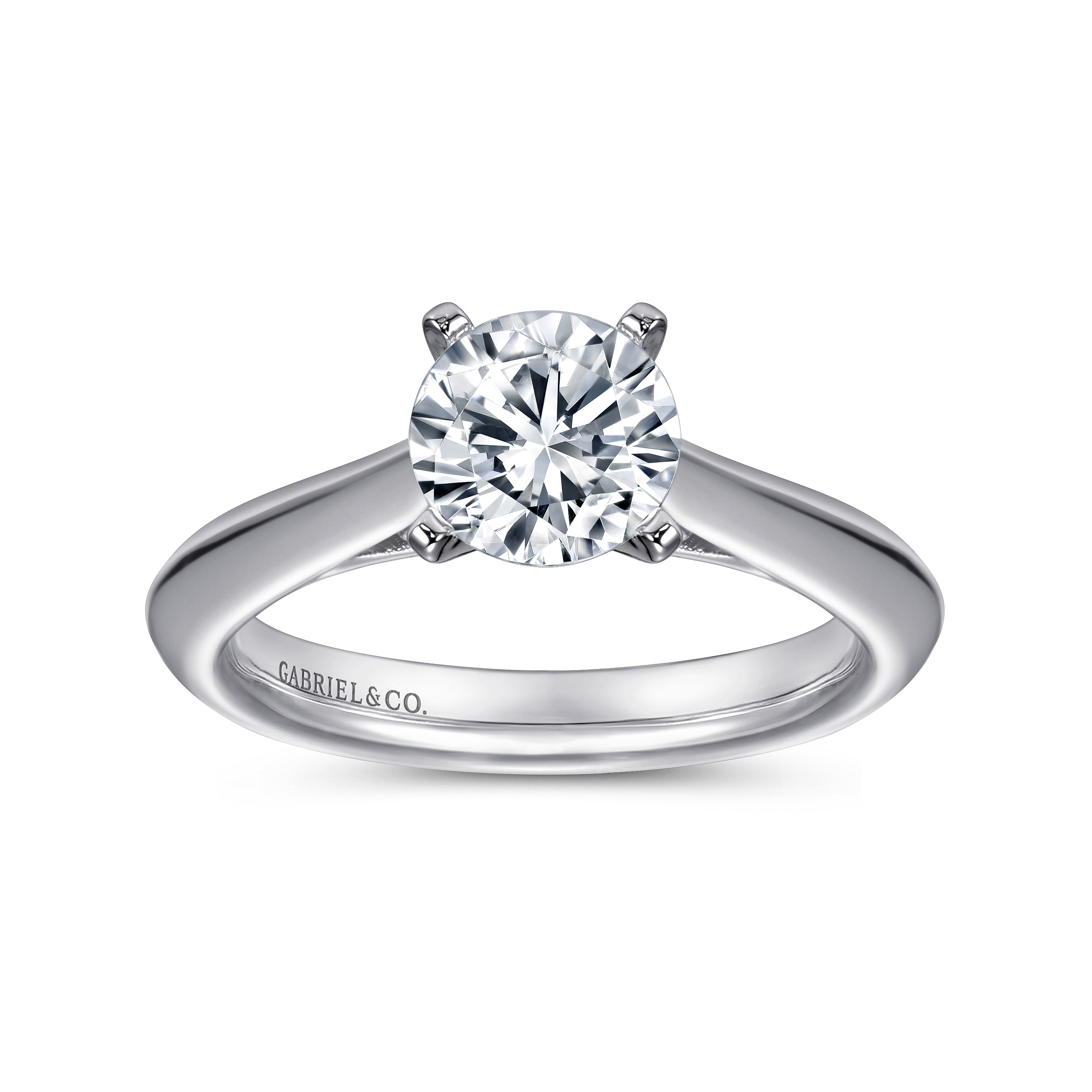 Sasha 14k White Gold Round Solitaire Engagement Ring angle 5 Sasha 14k White Gold Round Solitaire Engagement Ring angle 5