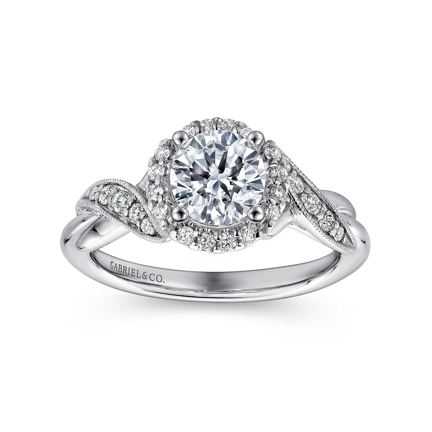 Shae 14k White Gold Round Halo Engagement Ring angle 5 Shae 14k White Gold Round Halo Engagement Ring angle 5