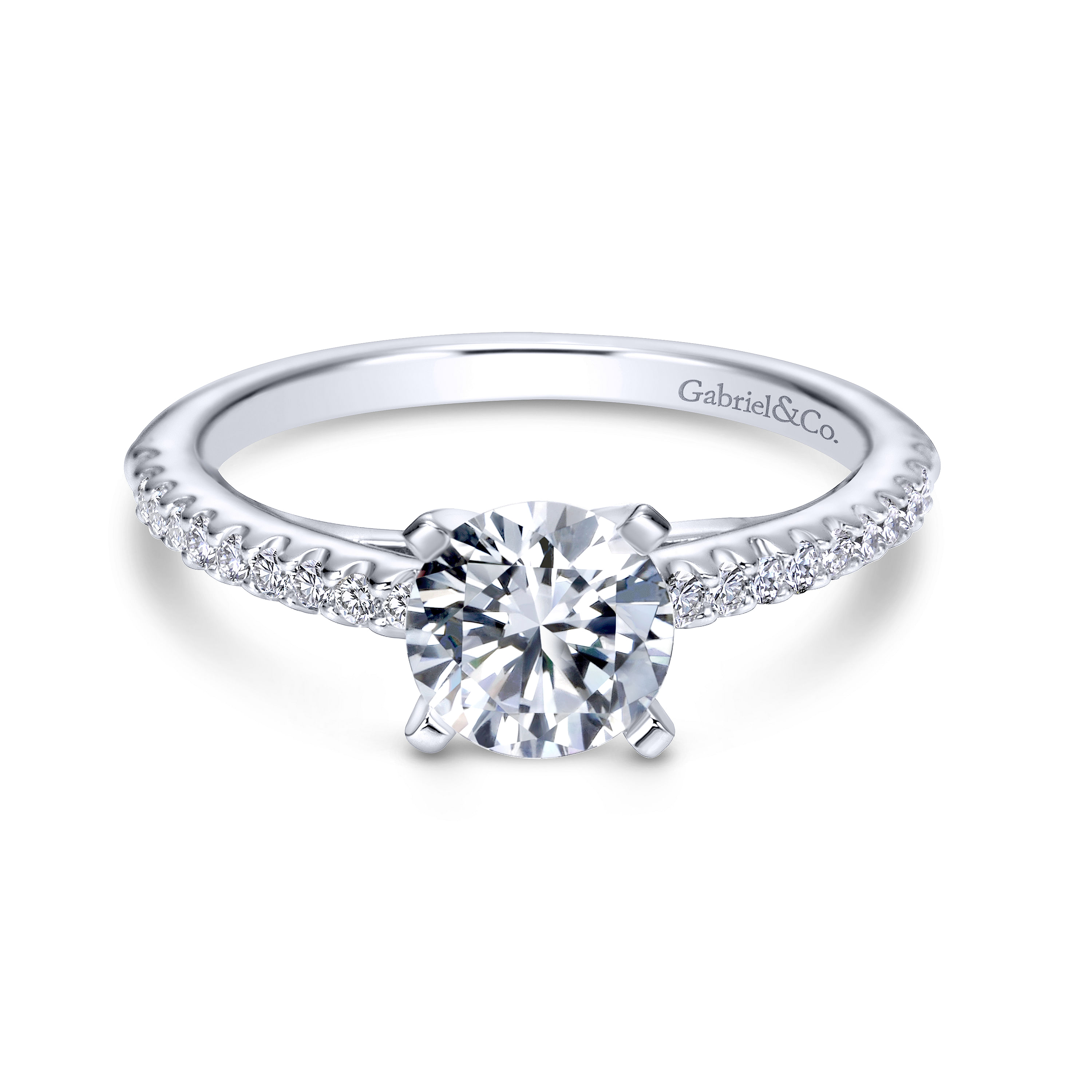 14k White Gold Round Straight 14k White Gold Round Straight