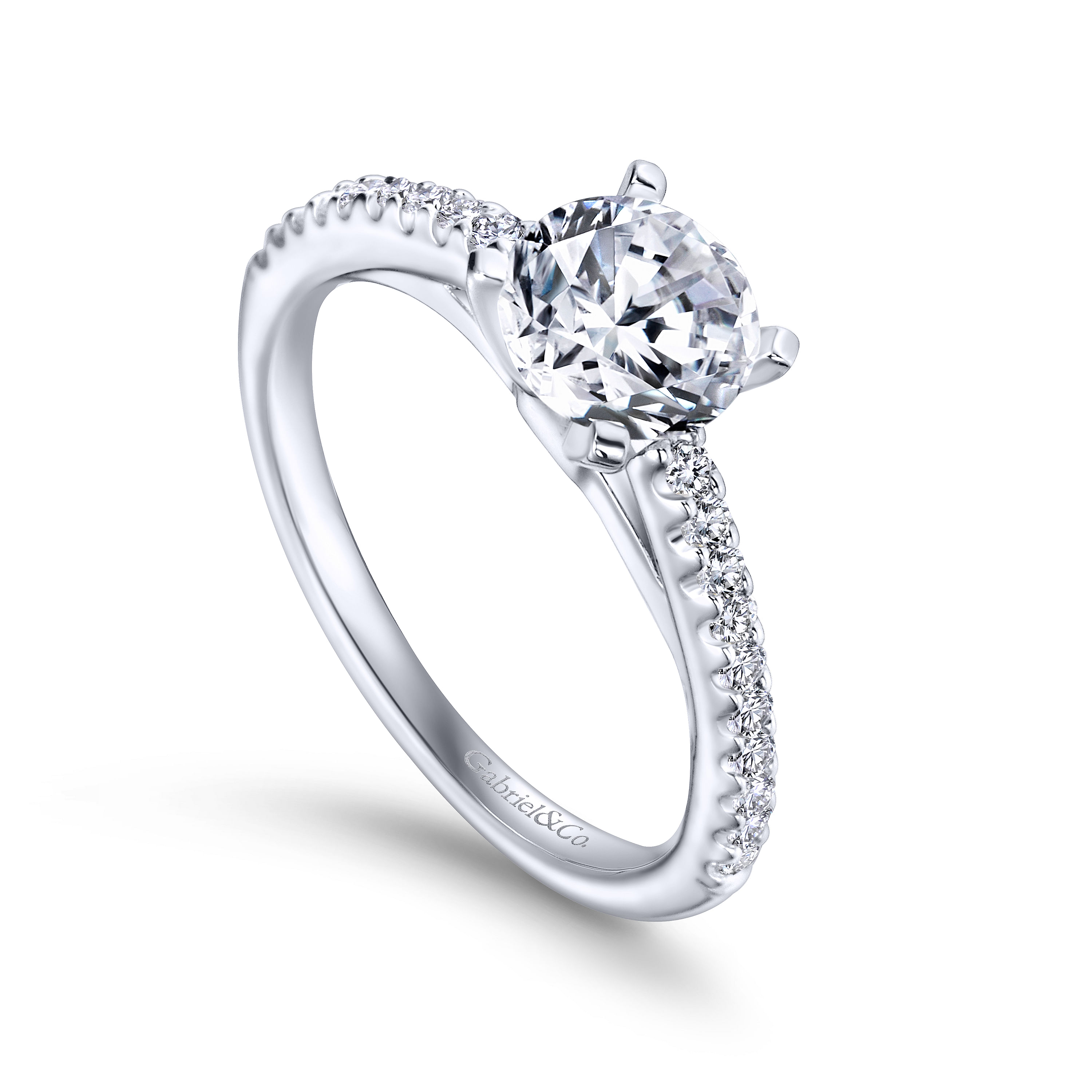 Sienna 14k White Gold Round Straight Engagement Ring angle 3 Sienna 14k White Gold Round Straight Engagement Ring angle 3