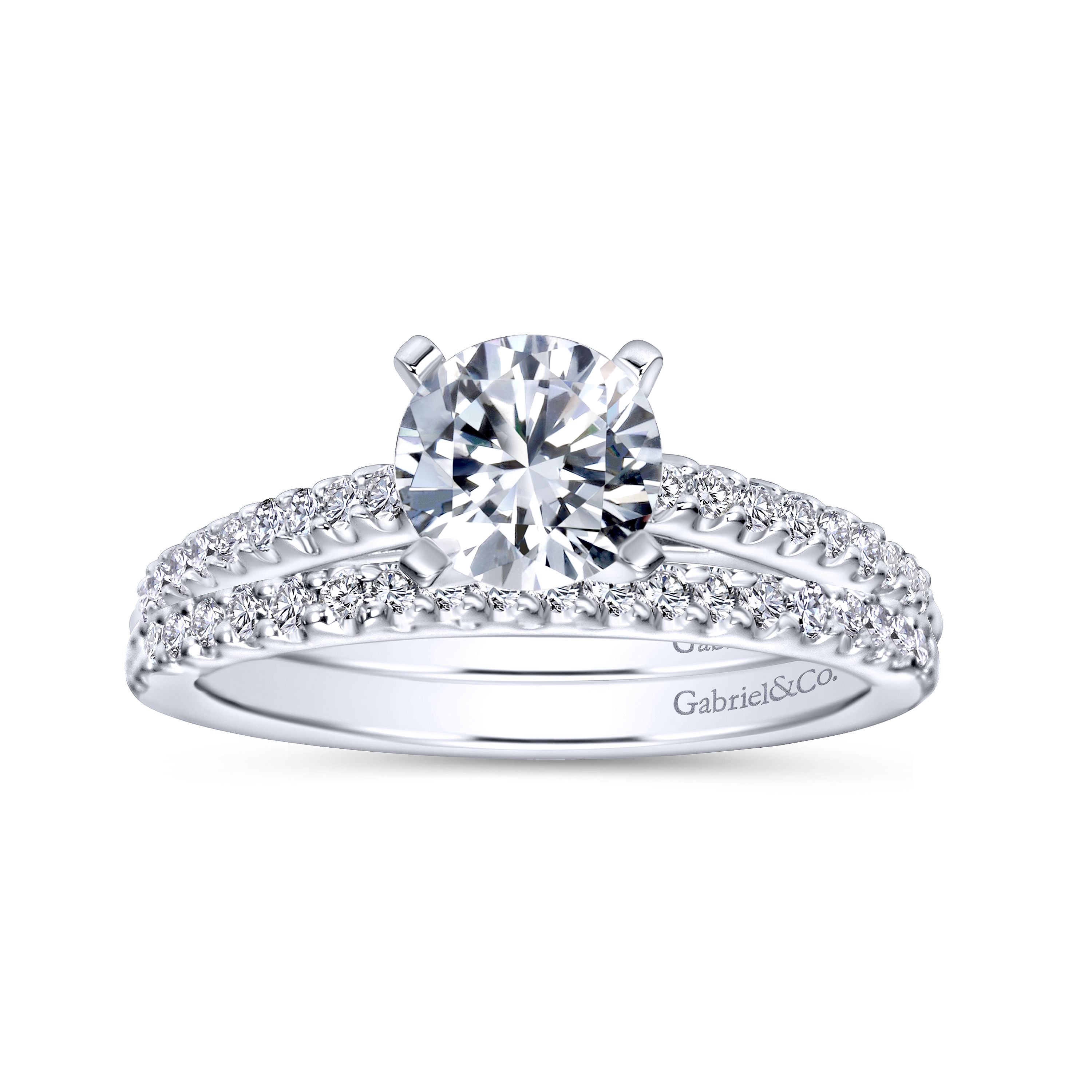 Sienna 14k White Gold Round Straight Engagement Ring angle 4 Sienna 14k White Gold Round Straight Engagement Ring angle 4