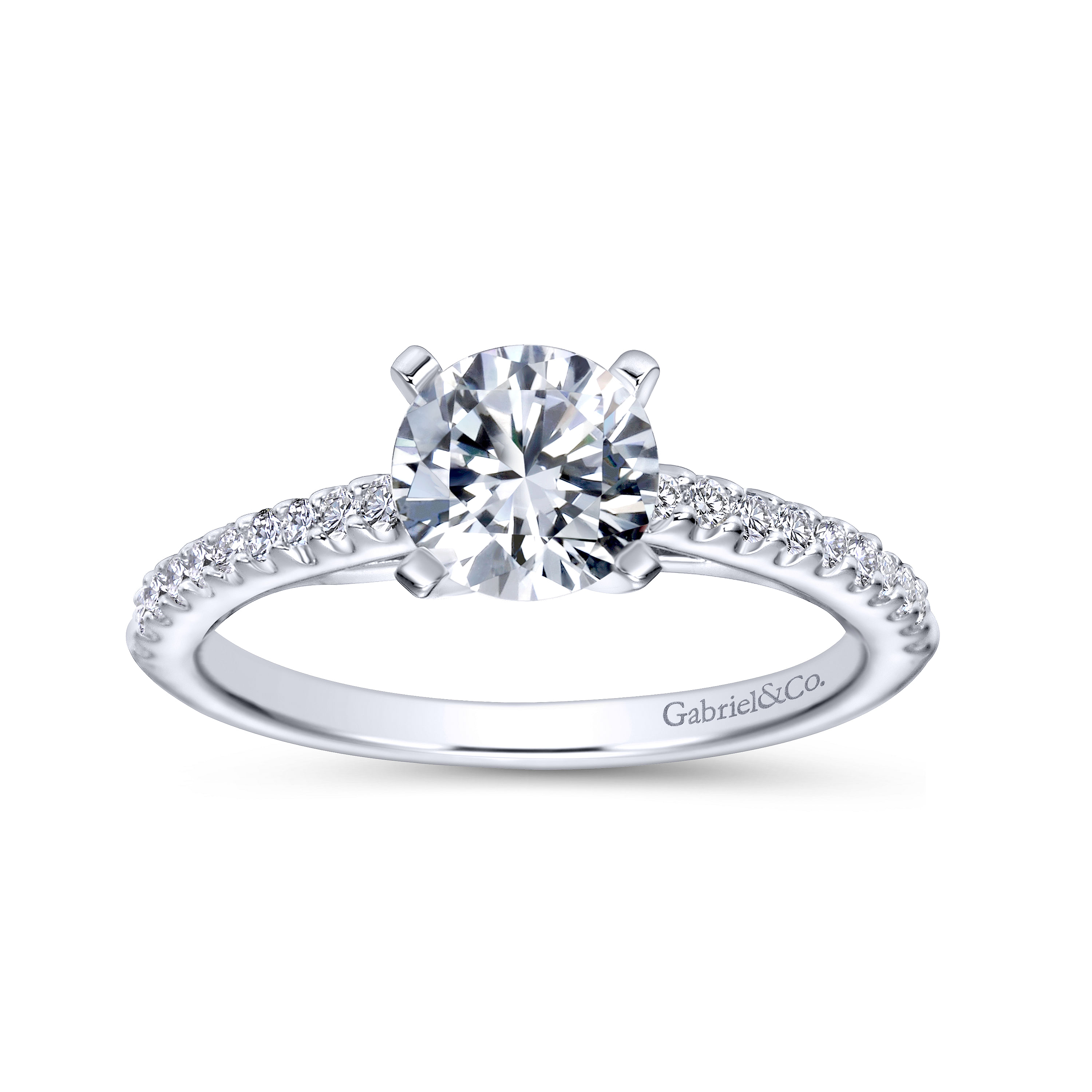 Sienna 14k White Gold Round Straight Engagement Ring angle 5 Sienna 14k White Gold Round Straight Engagement Ring angle 5