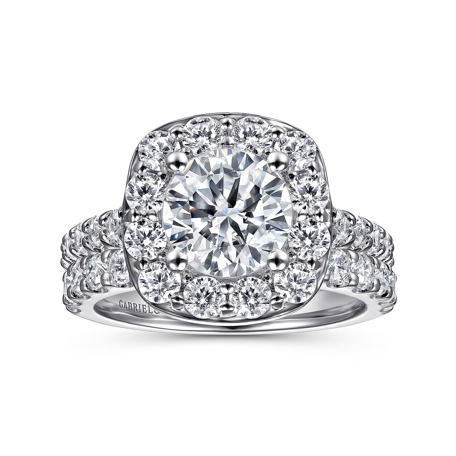 Skylar 14k White Gold Round Halo Engagement Ring angle 4 Skylar 14k White Gold Round Halo Engagement Ring angle 4