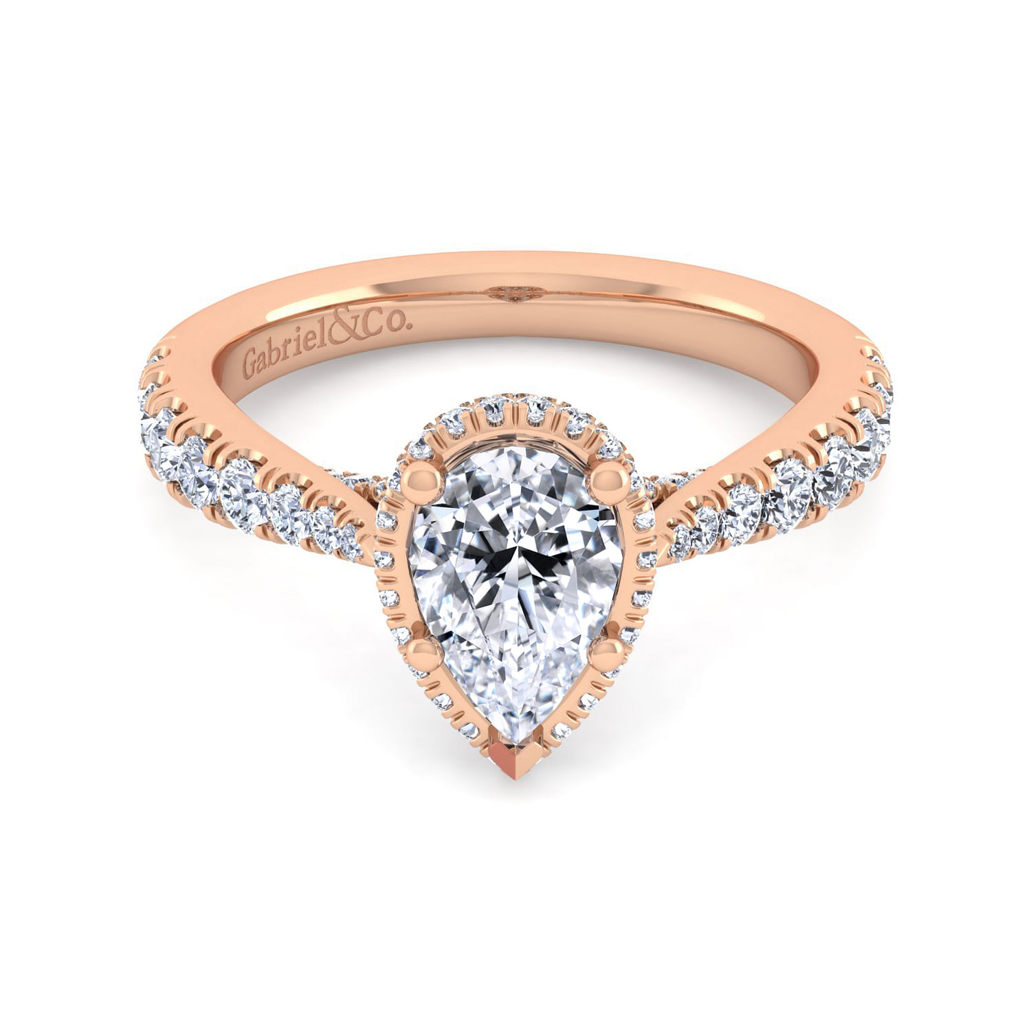 Pear halo engagement ring sale rose gold