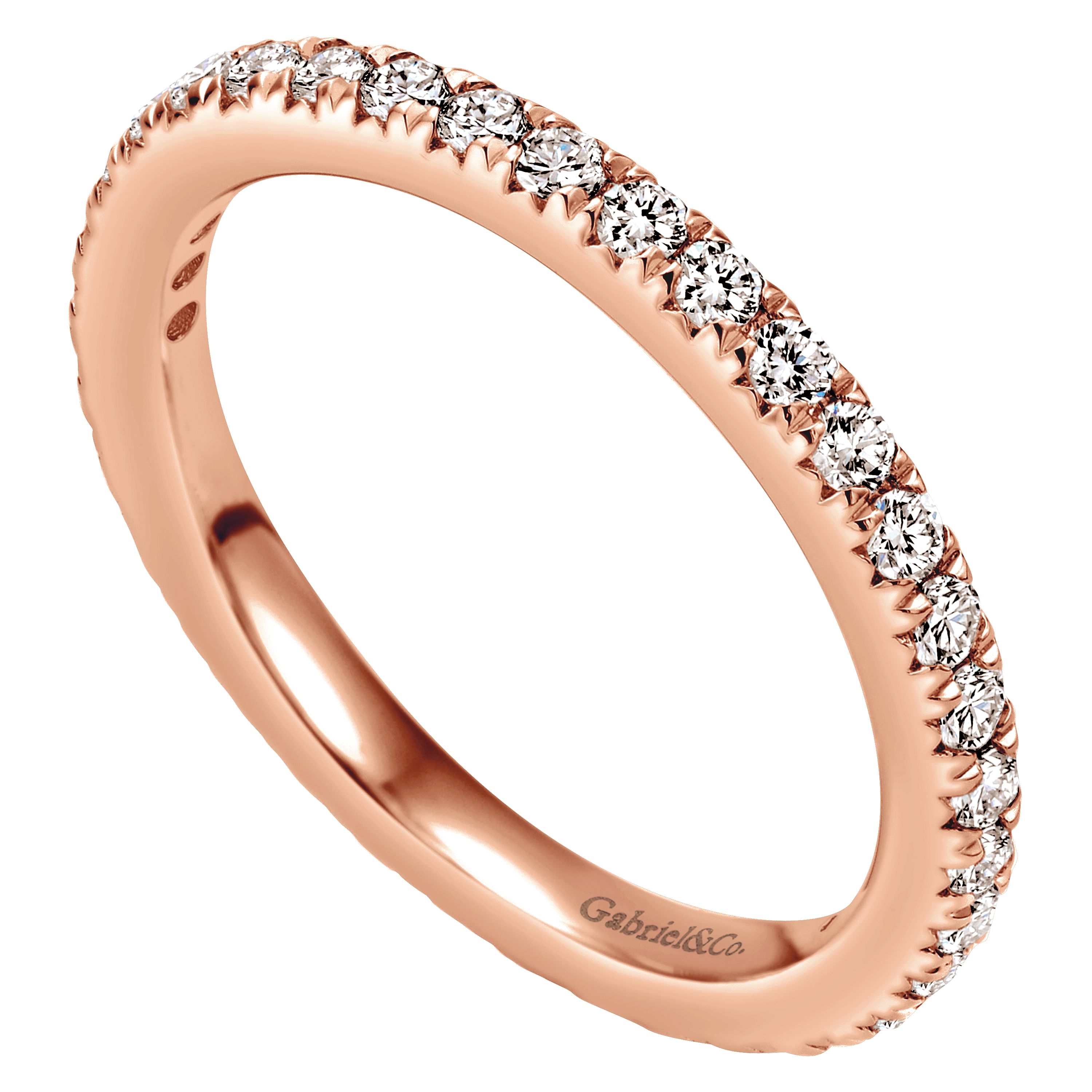 Pave diamond band deals rose gold