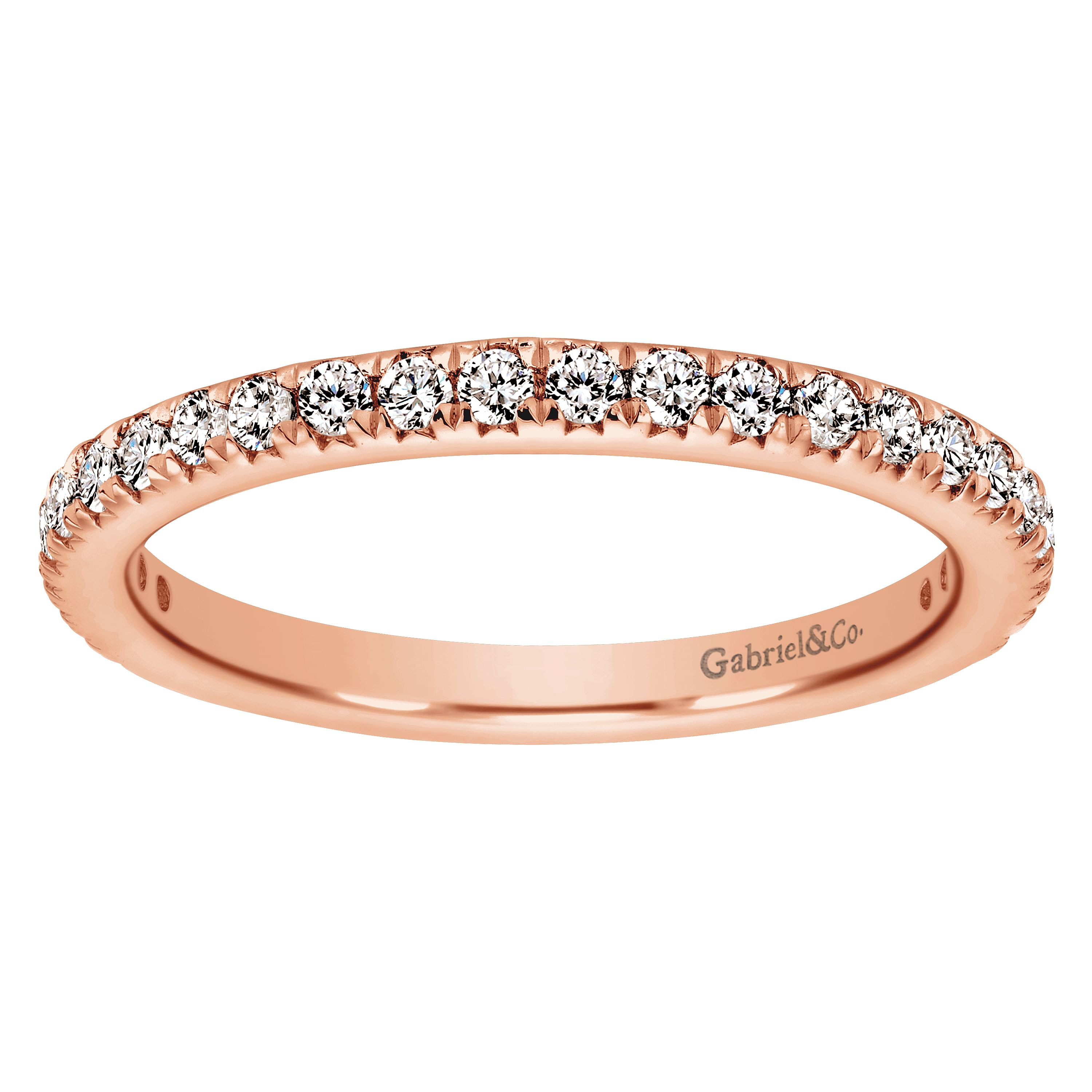 Pave wedding band rose on sale gold