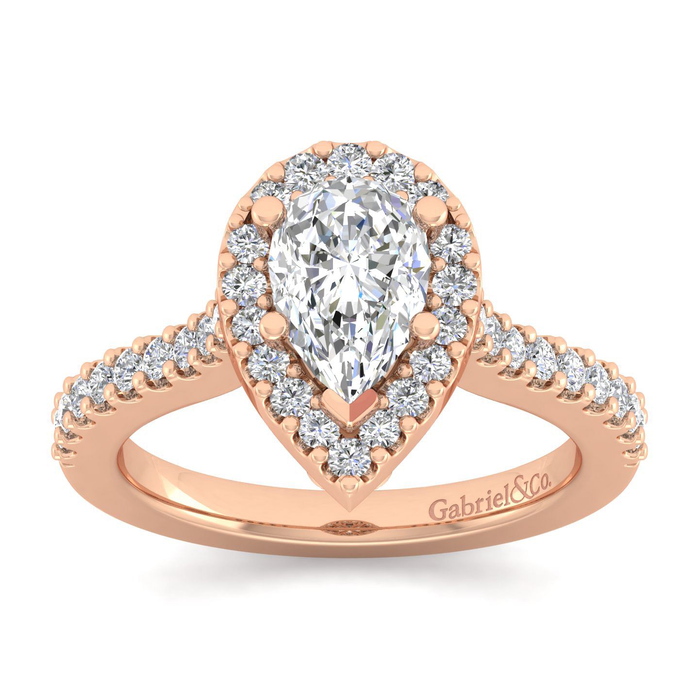 Pear shaped halo hot sale engagement ring rose gold