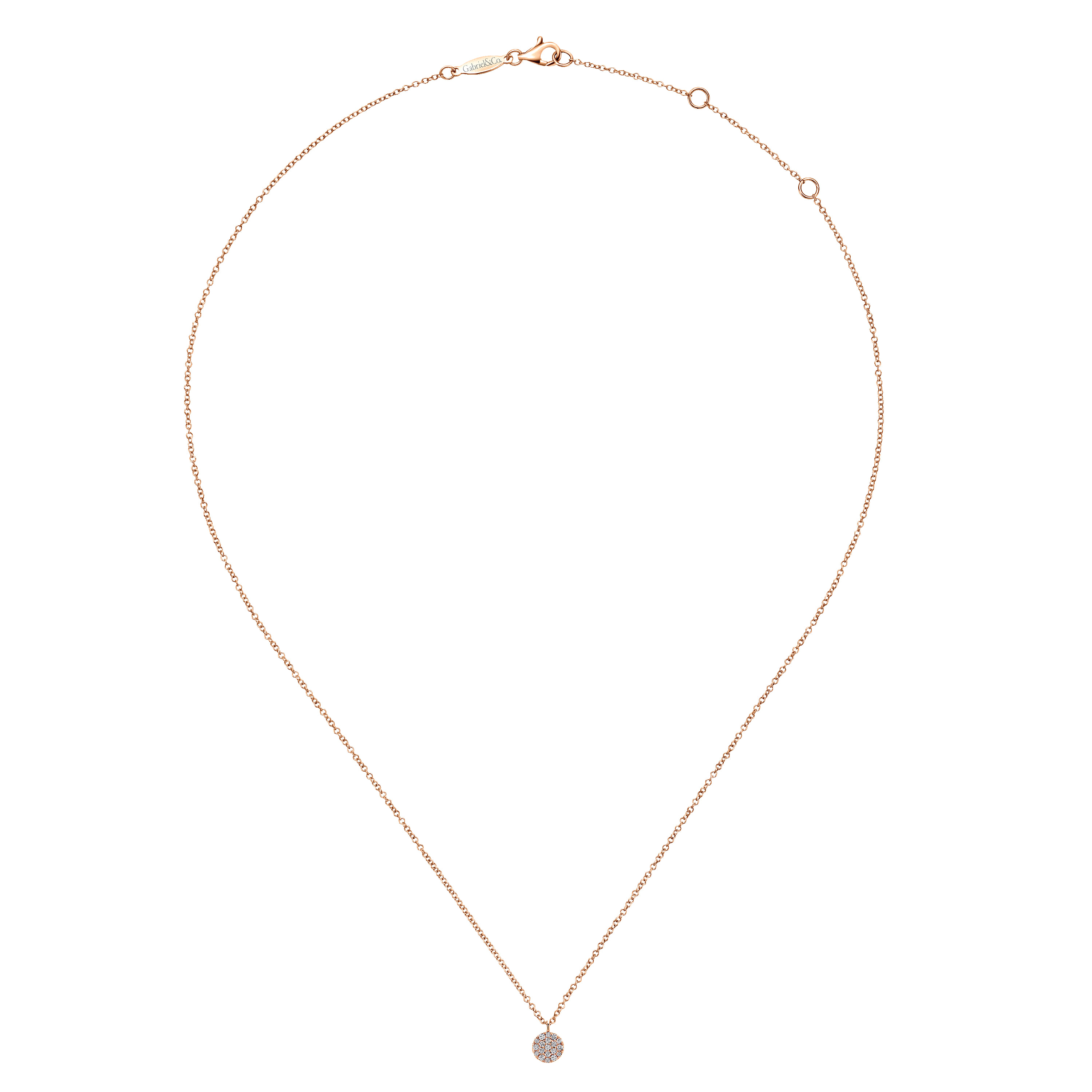 14K Rose Gold Round Pavé Diamond Disc 