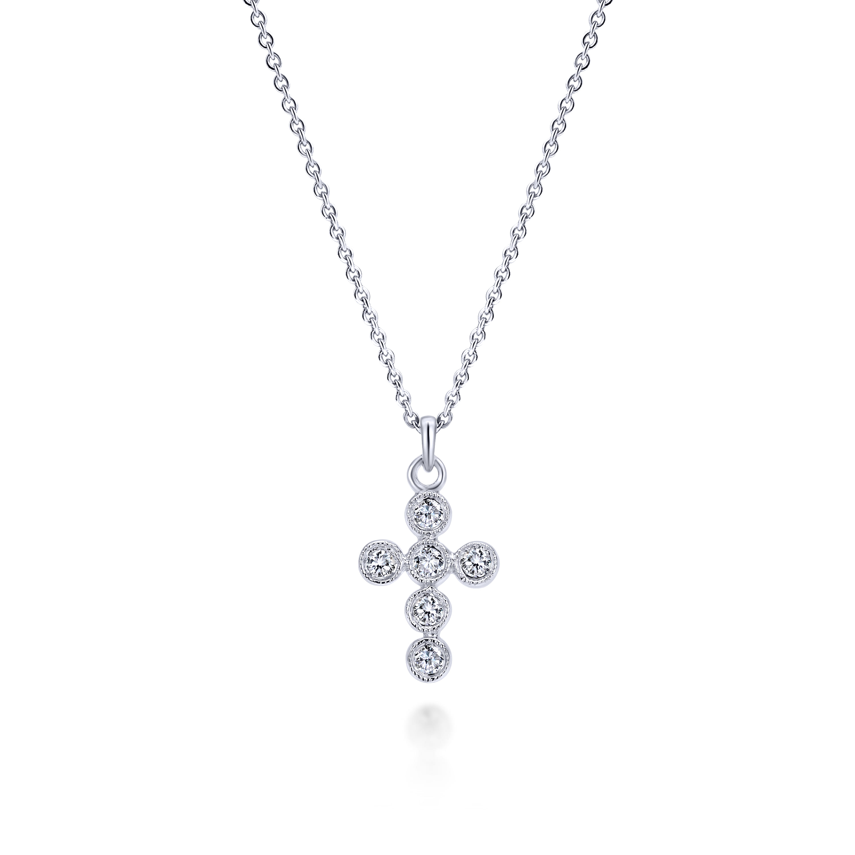 14K White Gold Bezel Set Round Diamond 