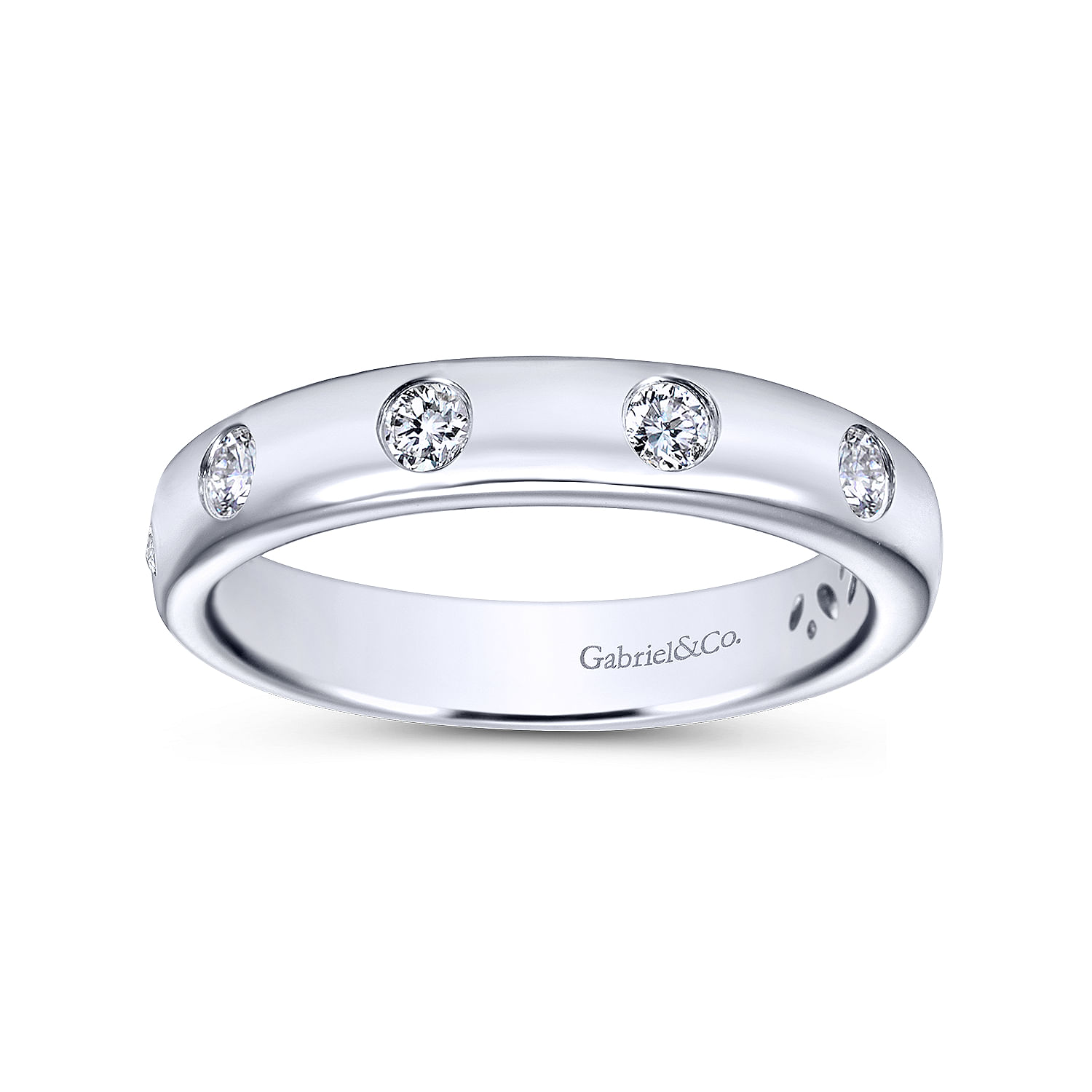 white gold burnished set round diamond anniversary band