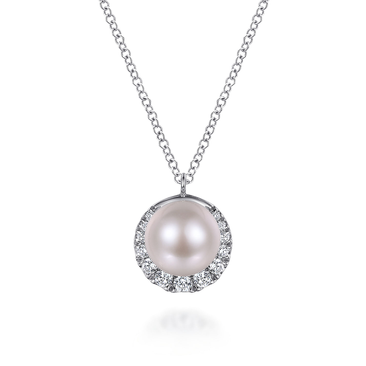 pearl pendant white gold necklace