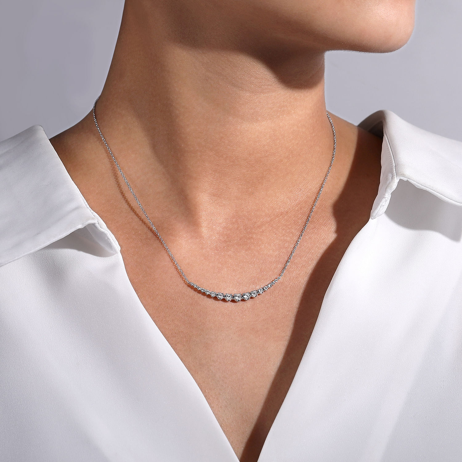 Diamond curved clearance bar necklace