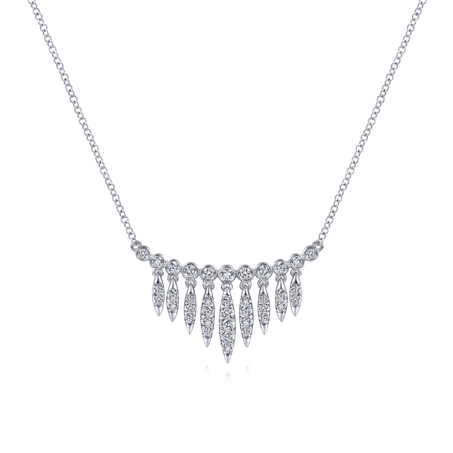 14K White Gold Graduating Diamond Bib 
