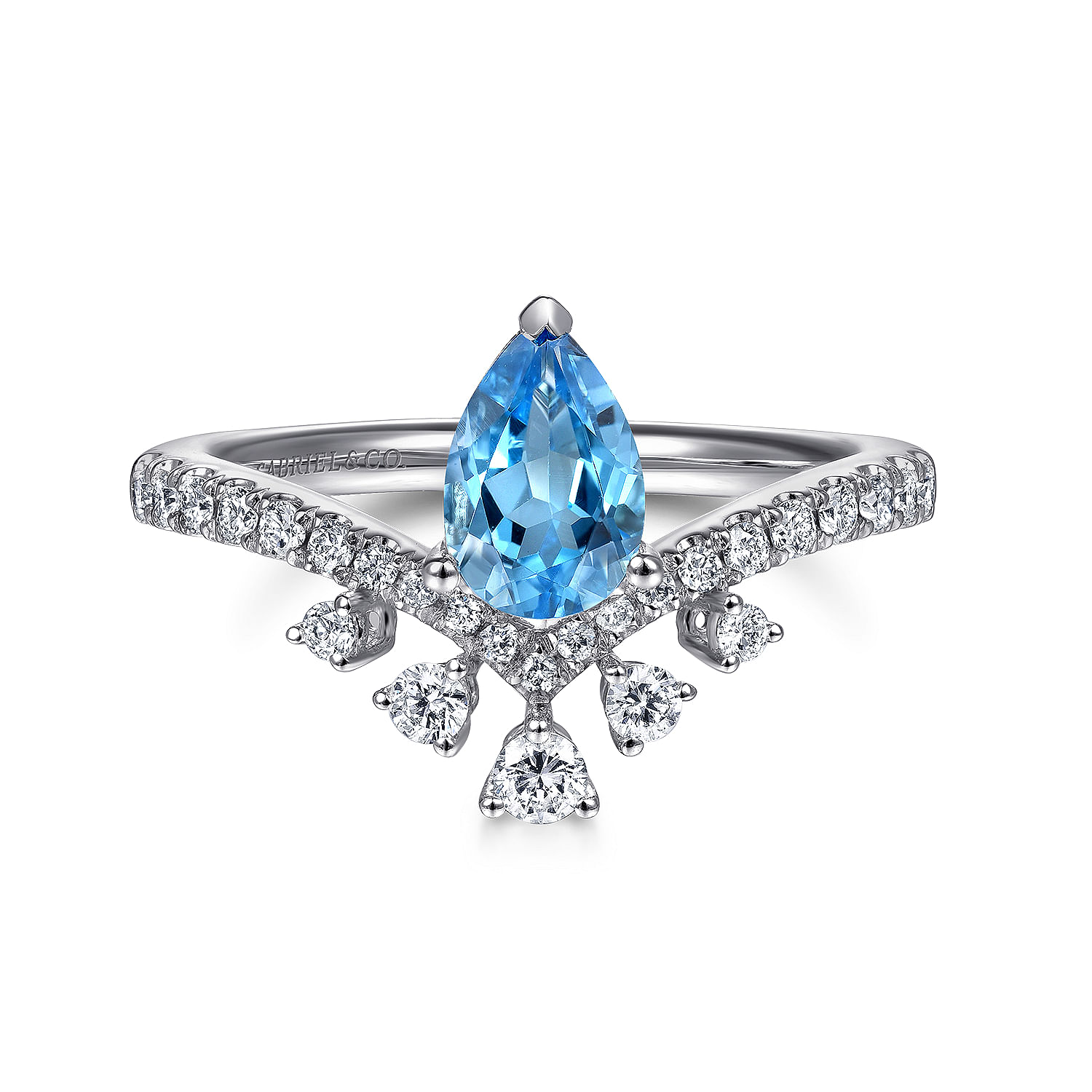 Pear shaped blue on sale topaz engagement ring