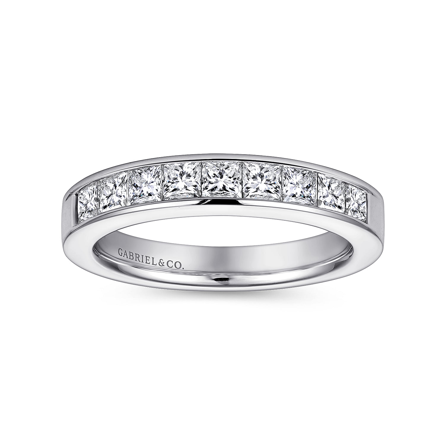 14K White Gold Princess Cut 9 Stone Channel Set Diamond Wedding Band -  AN11225W44JJ